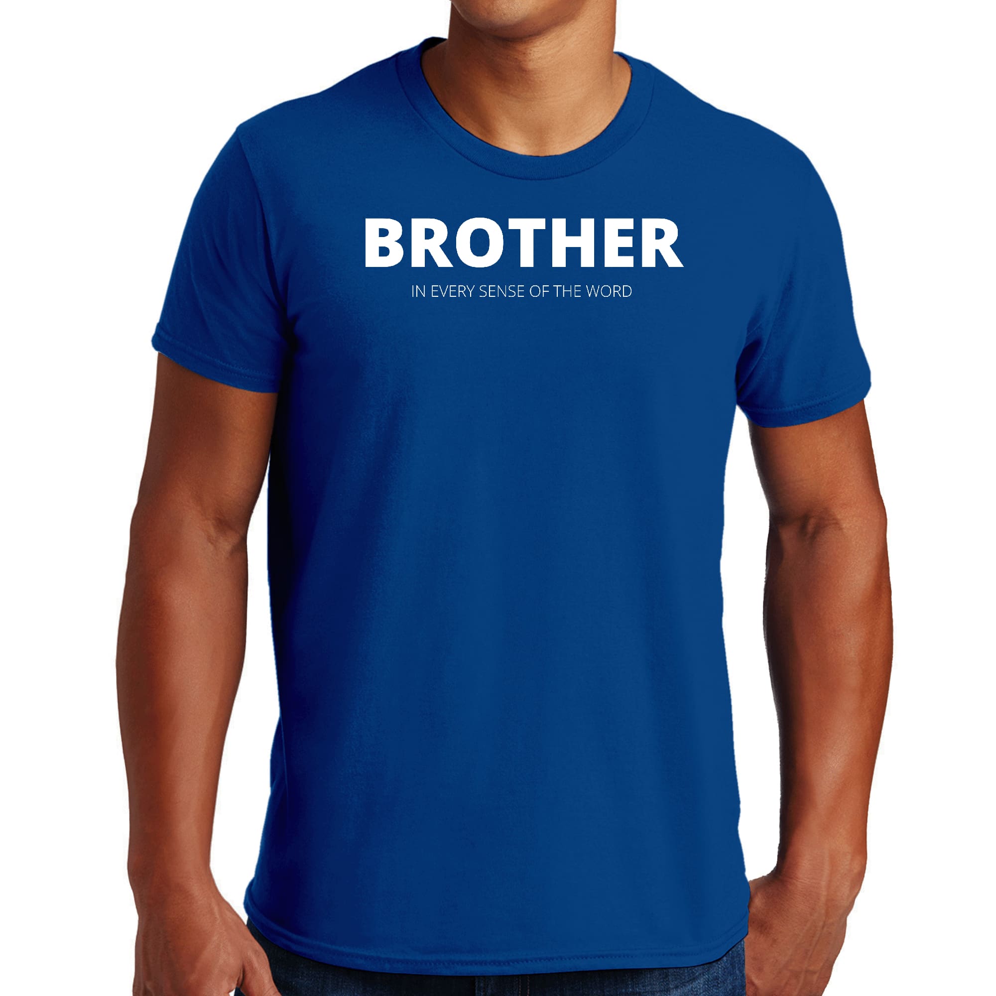 Mens Graphic T-shirt featuring the phrase 'Say it Soul, Brother' in bold print, made from soft preshrunk cotton.