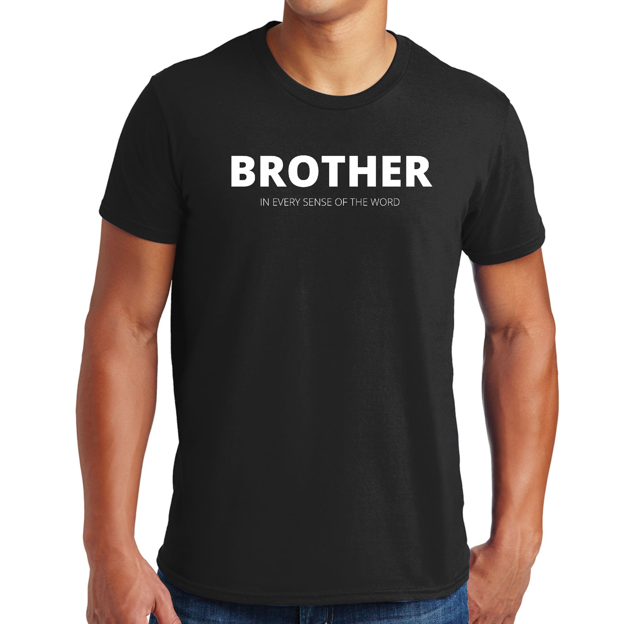 Mens Graphic T-shirt featuring the phrase 'Say it Soul, Brother' in bold print, made from soft preshrunk cotton.