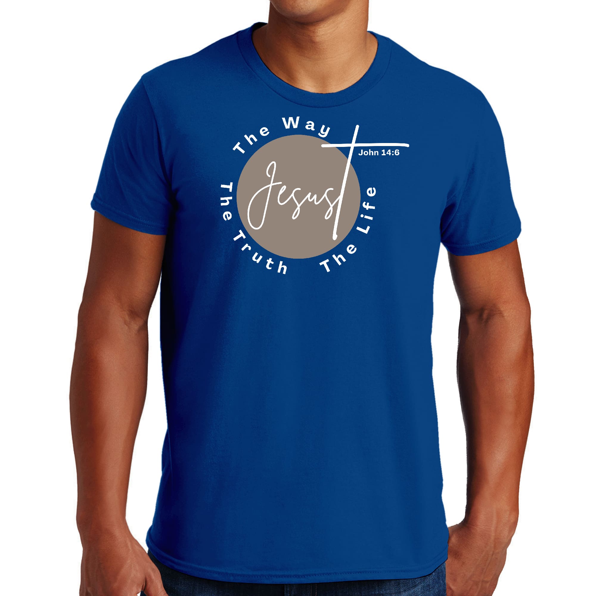 Men's Graphic T-shirt in black featuring 'The Truth The Way The Life' design in brown and white, made from soft preshrunk cotton.