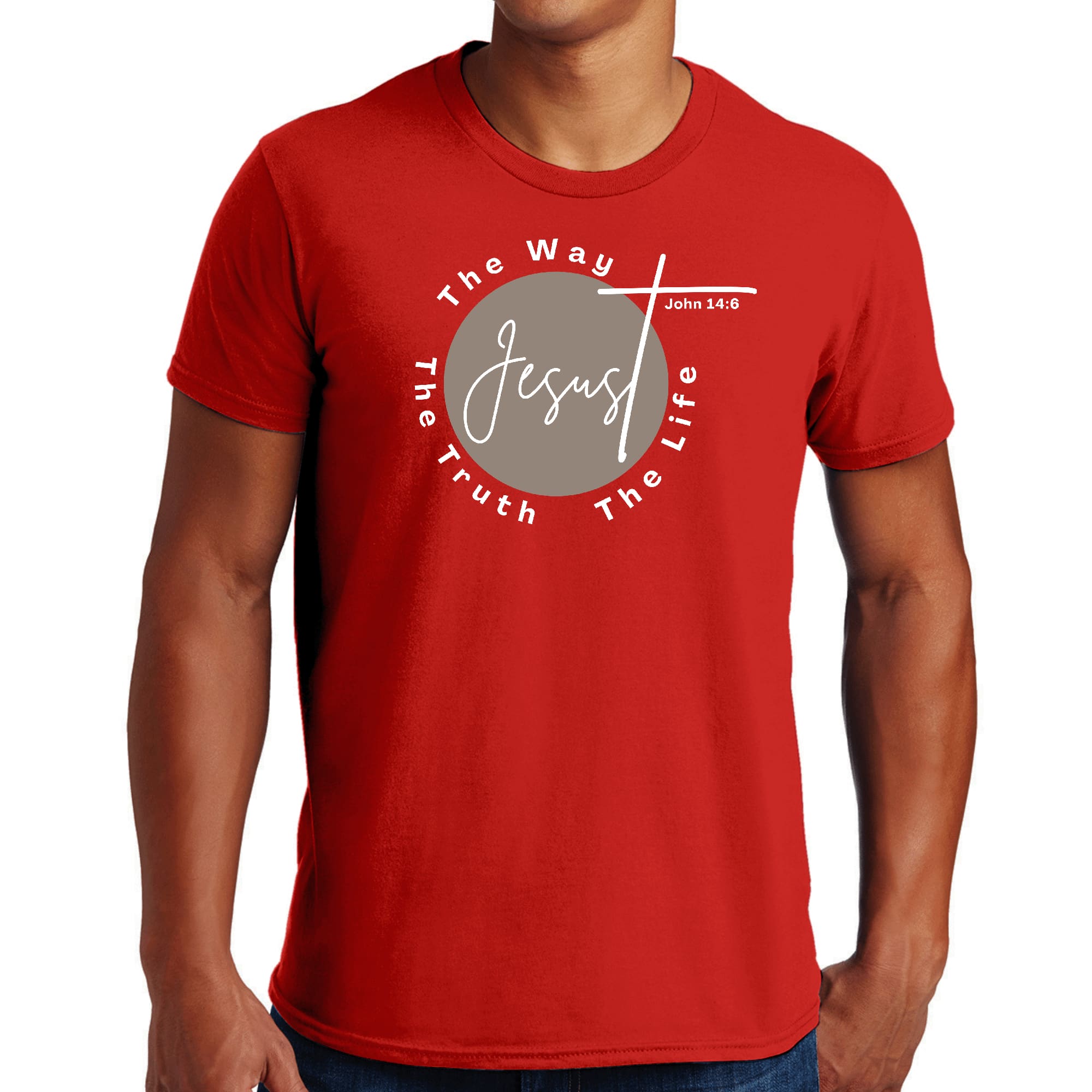 Men's Graphic T-shirt in black featuring 'The Truth The Way The Life' design in brown and white, made from soft preshrunk cotton.