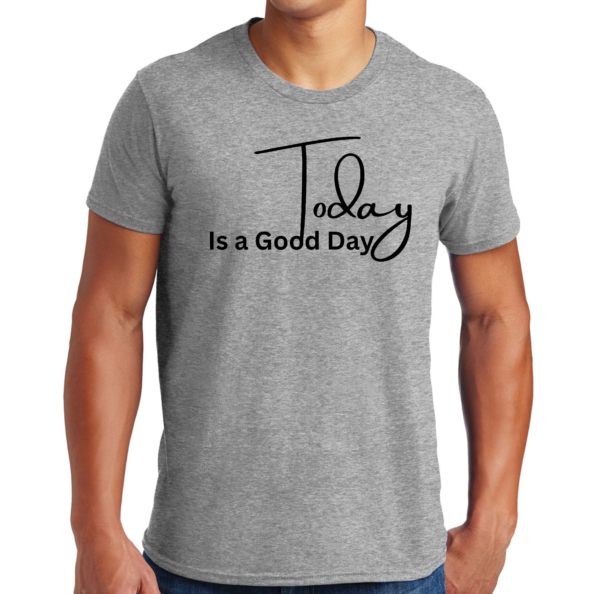 Men's Graphic T-shirt featuring 'Today is a Good Day' black illustration, made from soft preshrunk cotton with a classic fit.