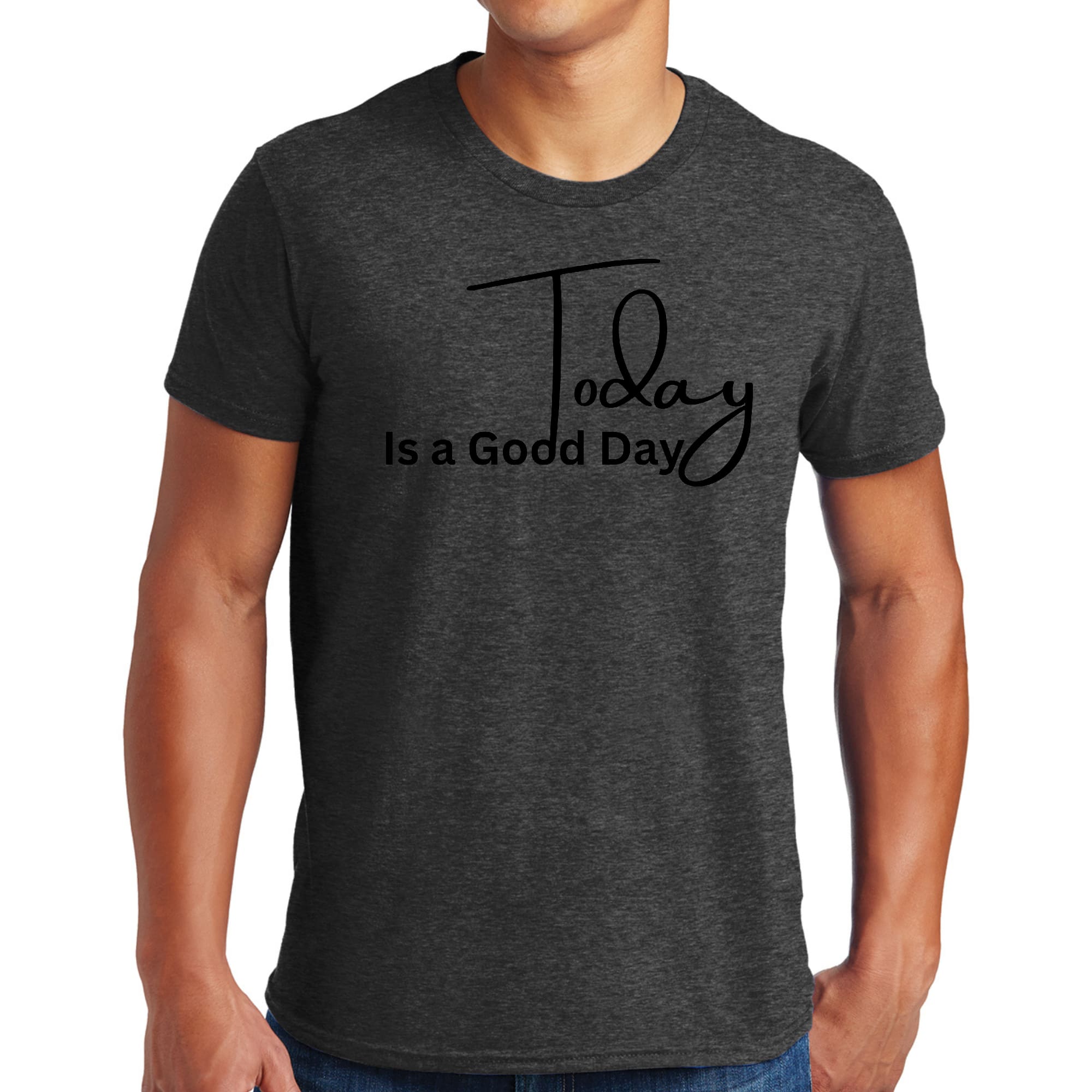 Men's Graphic T-shirt featuring 'Today is a Good Day' black illustration, made from soft preshrunk cotton with a classic fit.