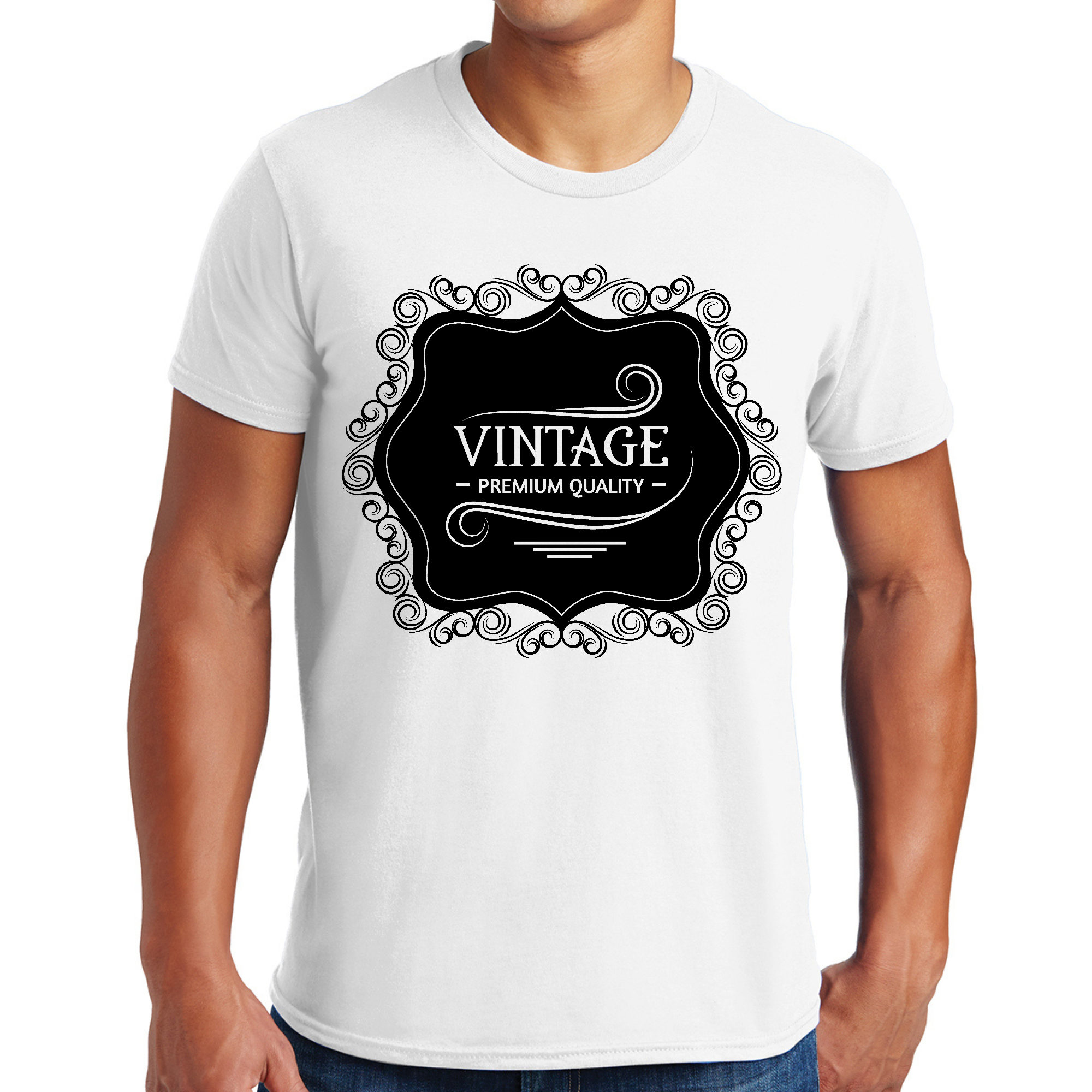 Men's Graphic T-shirt featuring a vintage black illustration, made from premium quality cotton for comfort and durability.