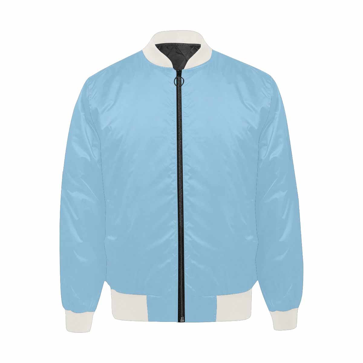 Mens Cornflower Blue Bomber Jacket with quilted lining and stylish design, featuring a zipper and pouch pockets.