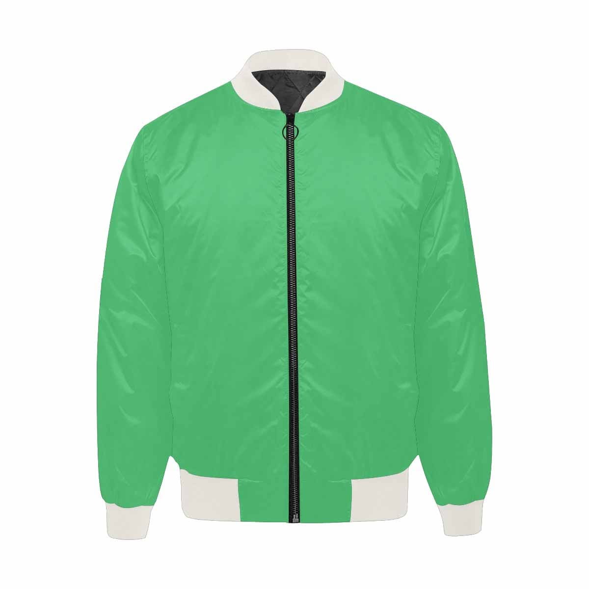 Men's Emerald Green Bomber Jacket featuring quilted lining and stylish design with zipper closure and pouch pockets.