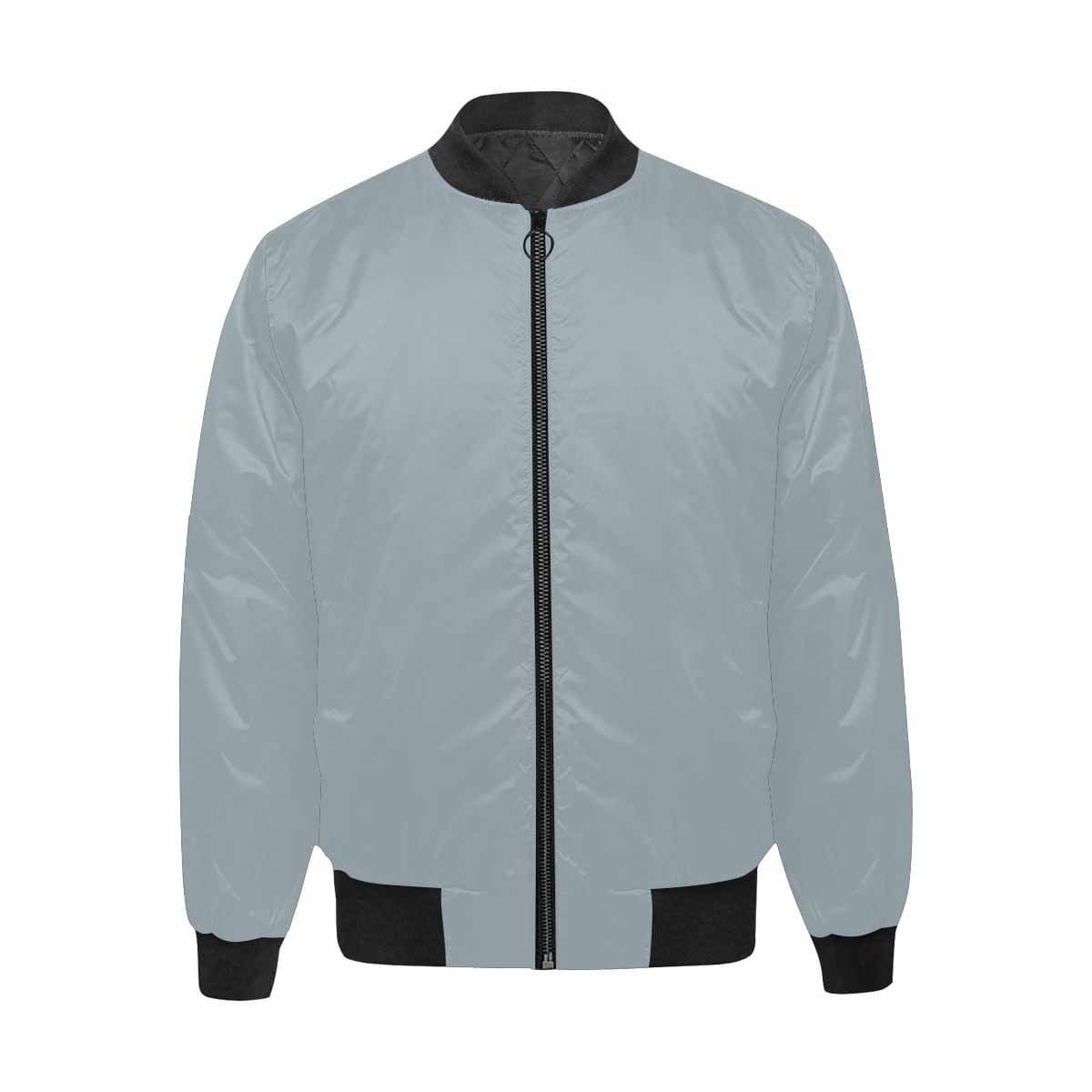 Misty Blue Gray Bomber Jacket for men, featuring a quilted lining and stylish all-over print design.