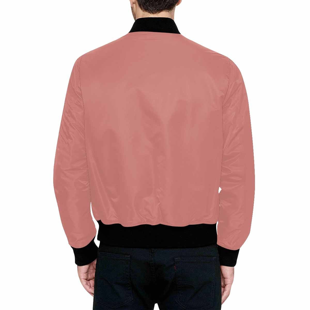 Men's Tiger Lily Pink and Black Bomber Jacket featuring a quilted lining and personalized print design.