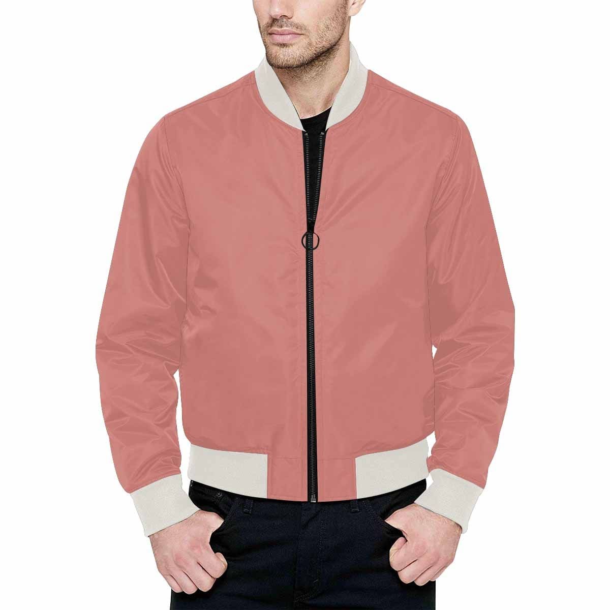Men's Tiger Lily Pink Bomber Jacket featuring a vibrant all-over print and classic zipper design.