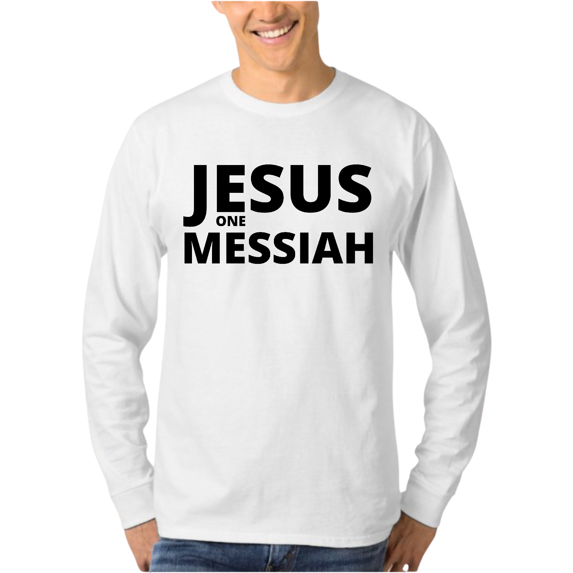 Men's Long Sleeve Graphic T-shirt in black featuring a Jesus illustration, showcasing a stylish and comfortable design.