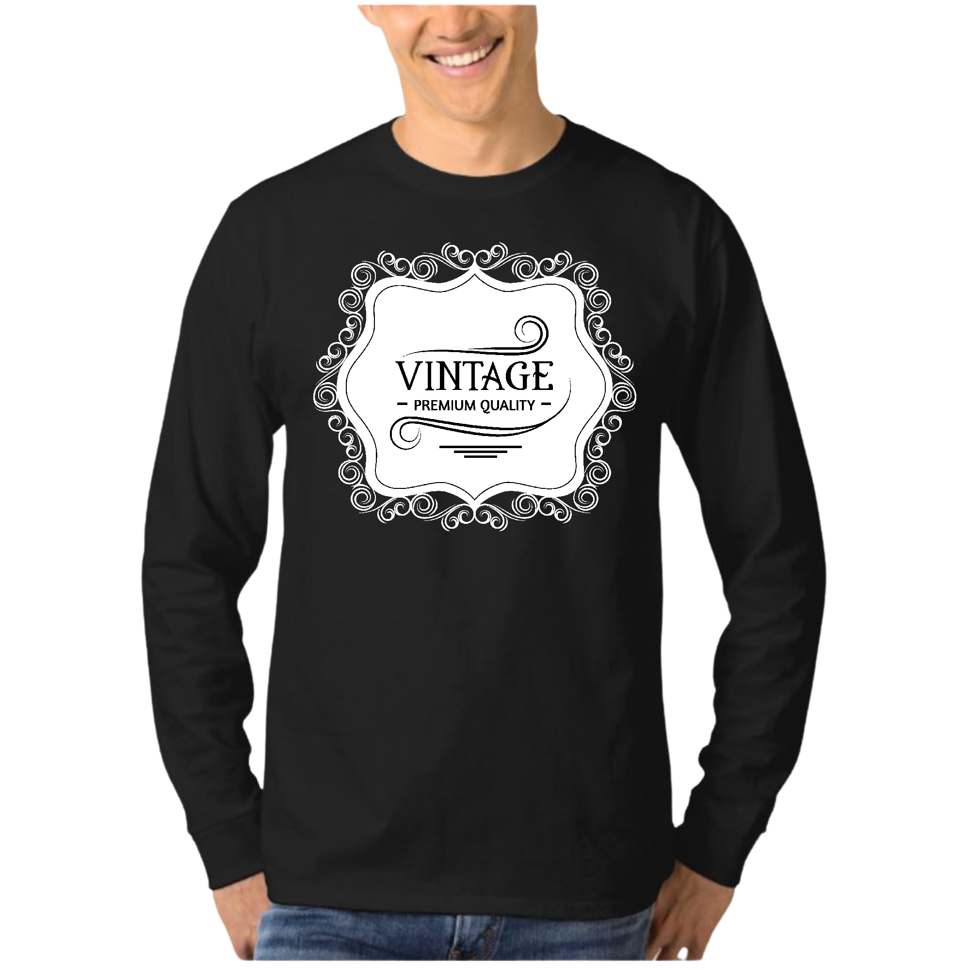 Men's Long Sleeve Graphic T-shirt in vintage style, featuring a comfortable fit and stylish design, perfect for casual wear.