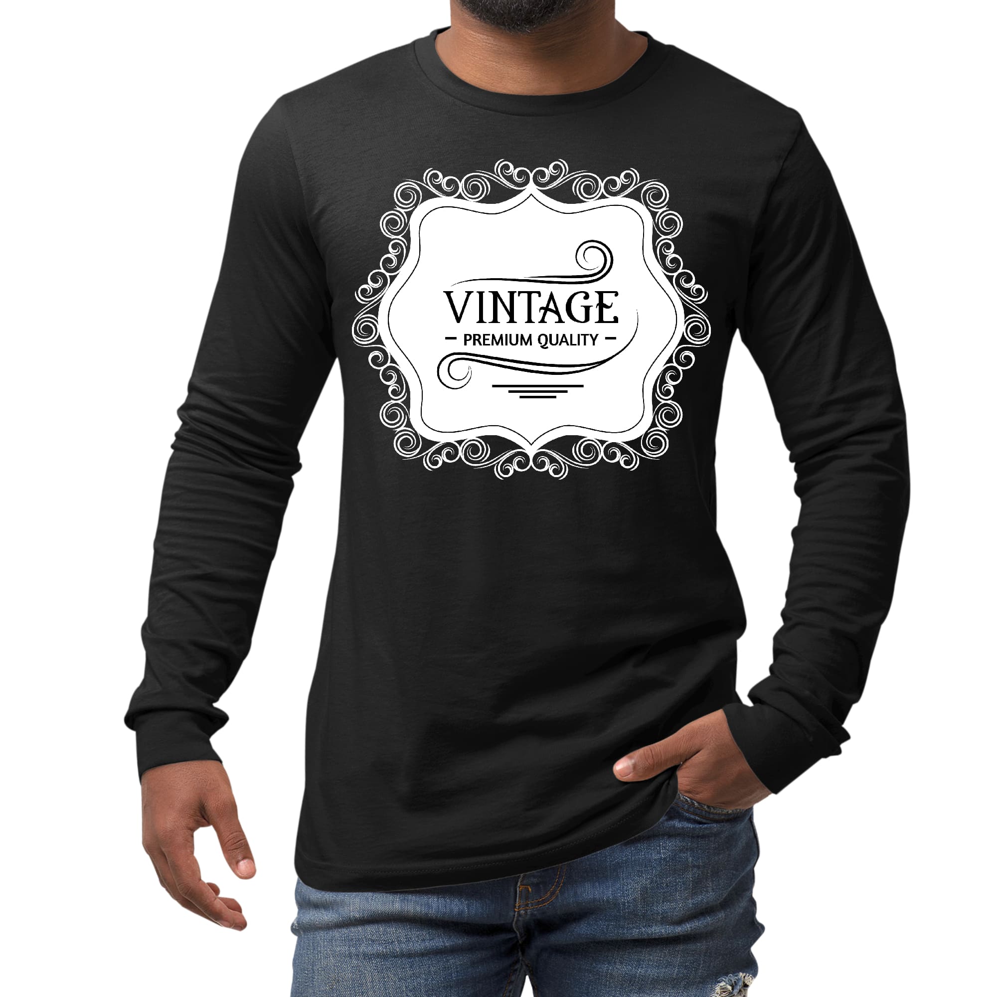 Men's Long Sleeve Graphic T-shirt in vintage style, featuring a comfortable fit and stylish design, perfect for casual wear.