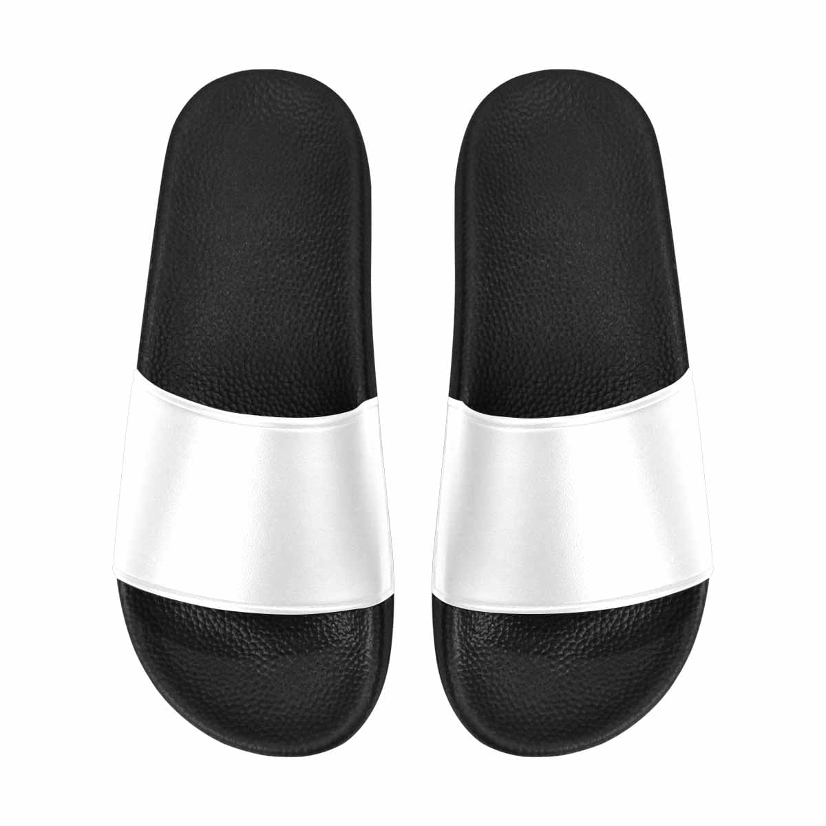 Men's white slide sandals featuring lightweight PVC straps and sole, designed for comfort and easy slip-on wear.