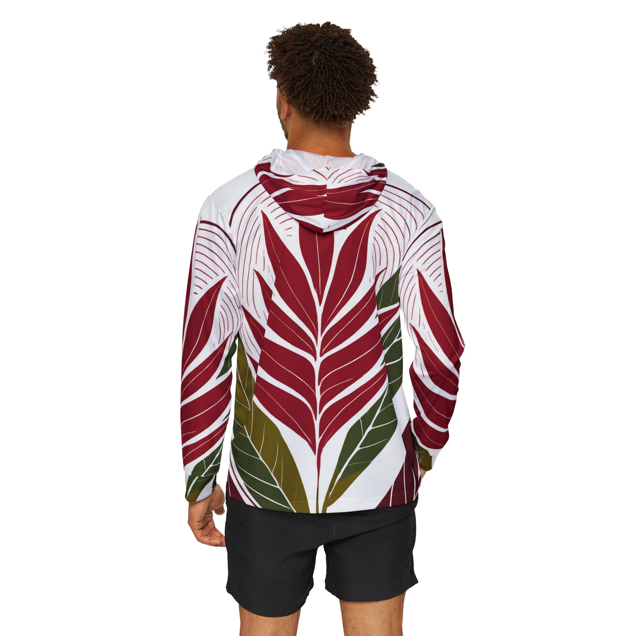 Men's Sports Performance Graphic Hoodie featuring a floral line art print, designed for comfort and style during outdoor and indoor activities.