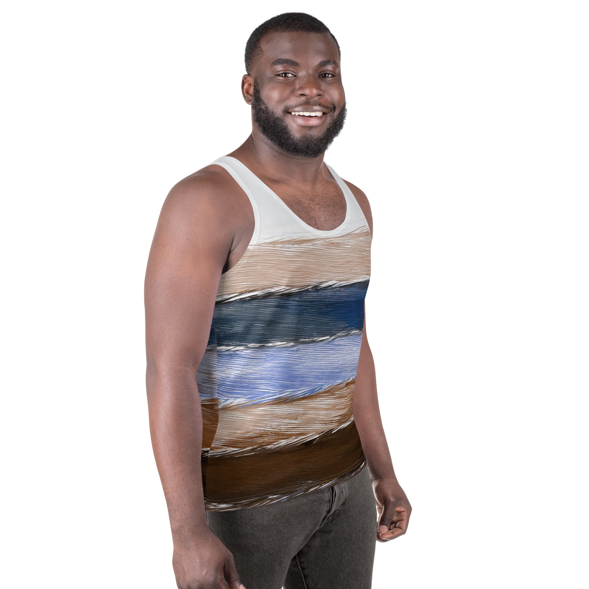 Mens Stretch Fit Tank Top featuring a Rustic Hues Pattern, showcasing a lightweight and breathable design ideal for active wear.