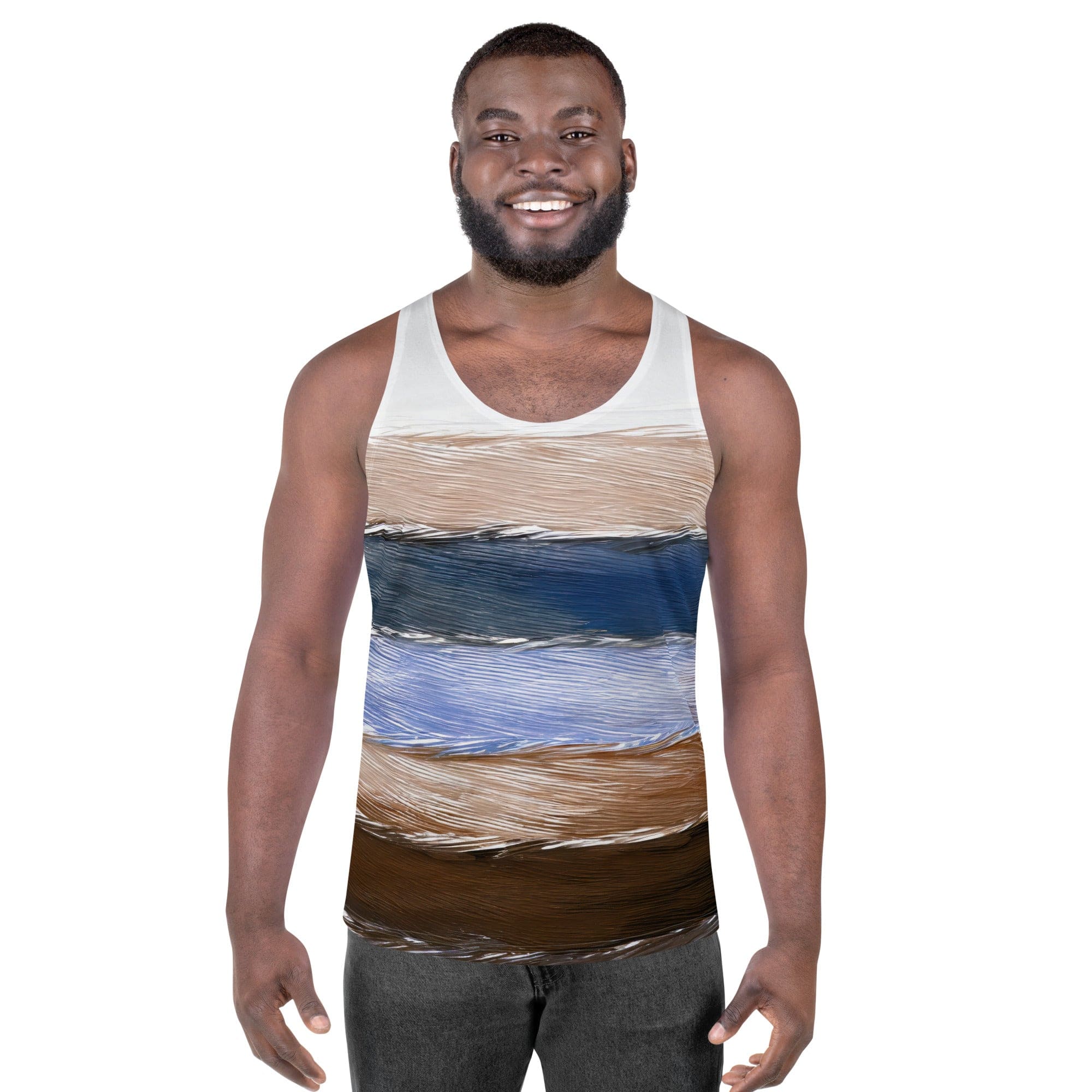 Mens Stretch Fit Tank Top featuring a Rustic Hues Pattern, showcasing a lightweight and breathable design ideal for active wear.