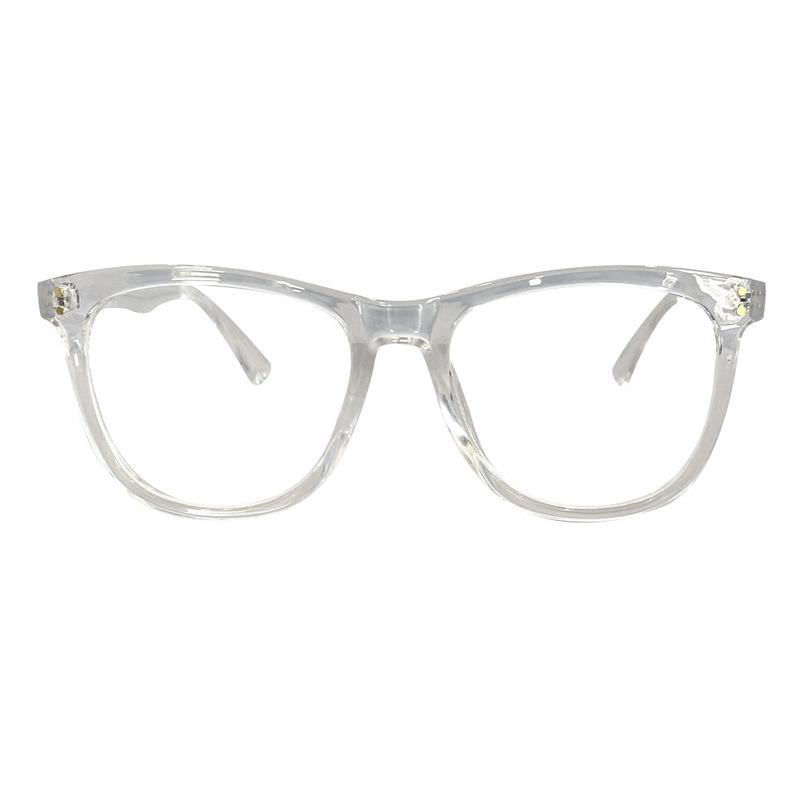 Mesa Blue Light Glasses in a stylish cat-eye design, featuring blue light filtering lenses and a transparent travel case.