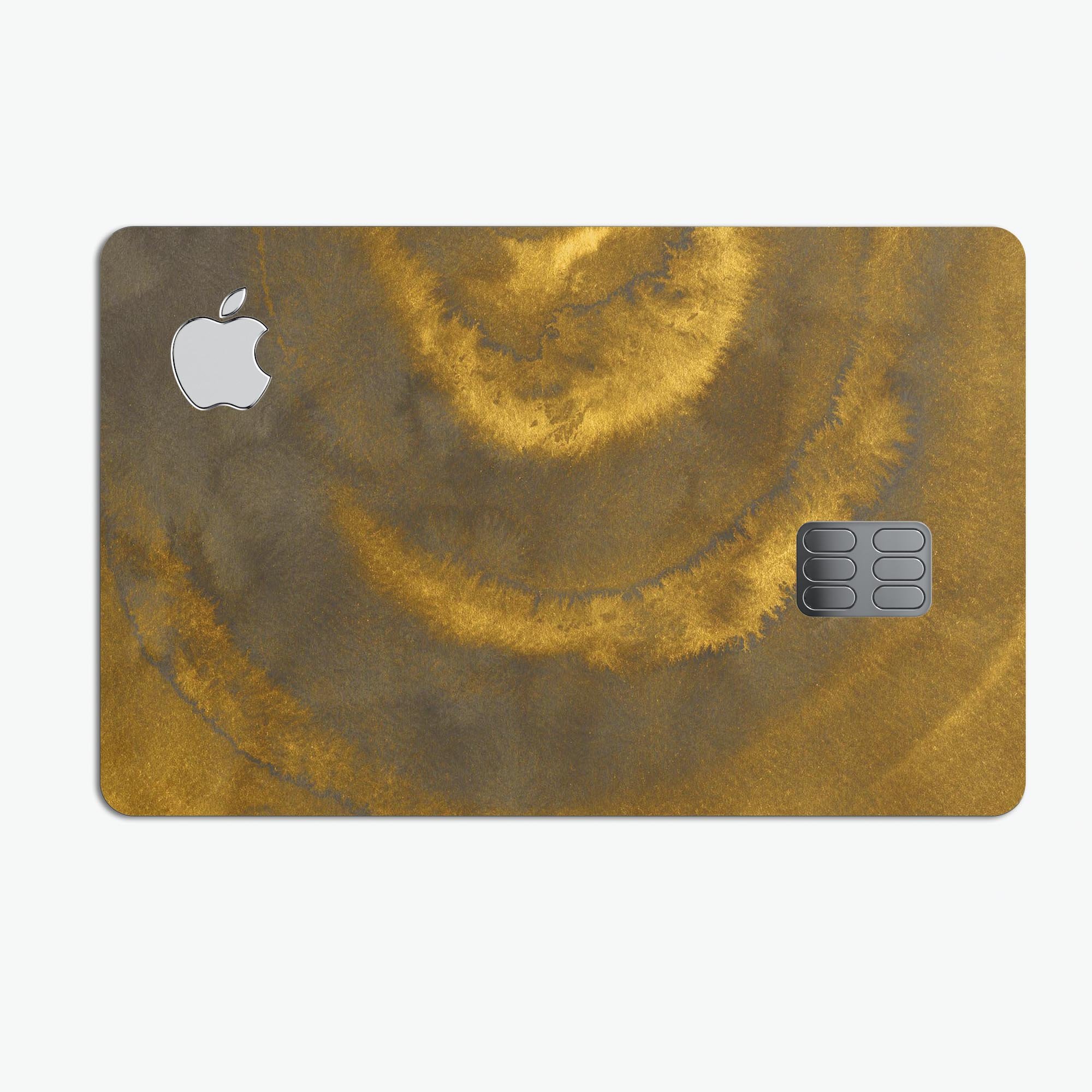 Micro Circular Golden Stains skin kit for Apple Card, showcasing premium vinyl design and finishes.