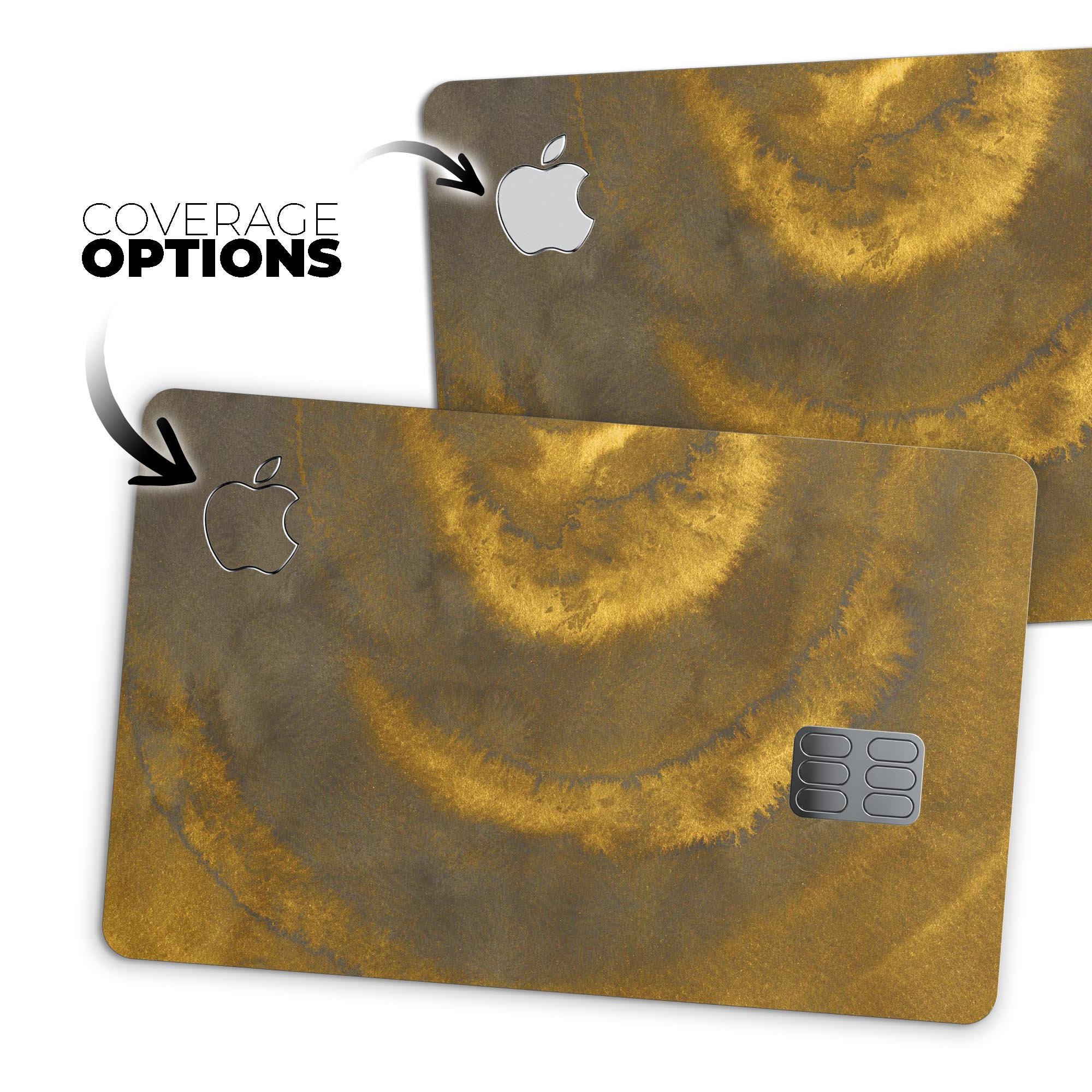 Micro Circular Golden Stains skin kit for Apple Card, showcasing premium vinyl design and finishes.
