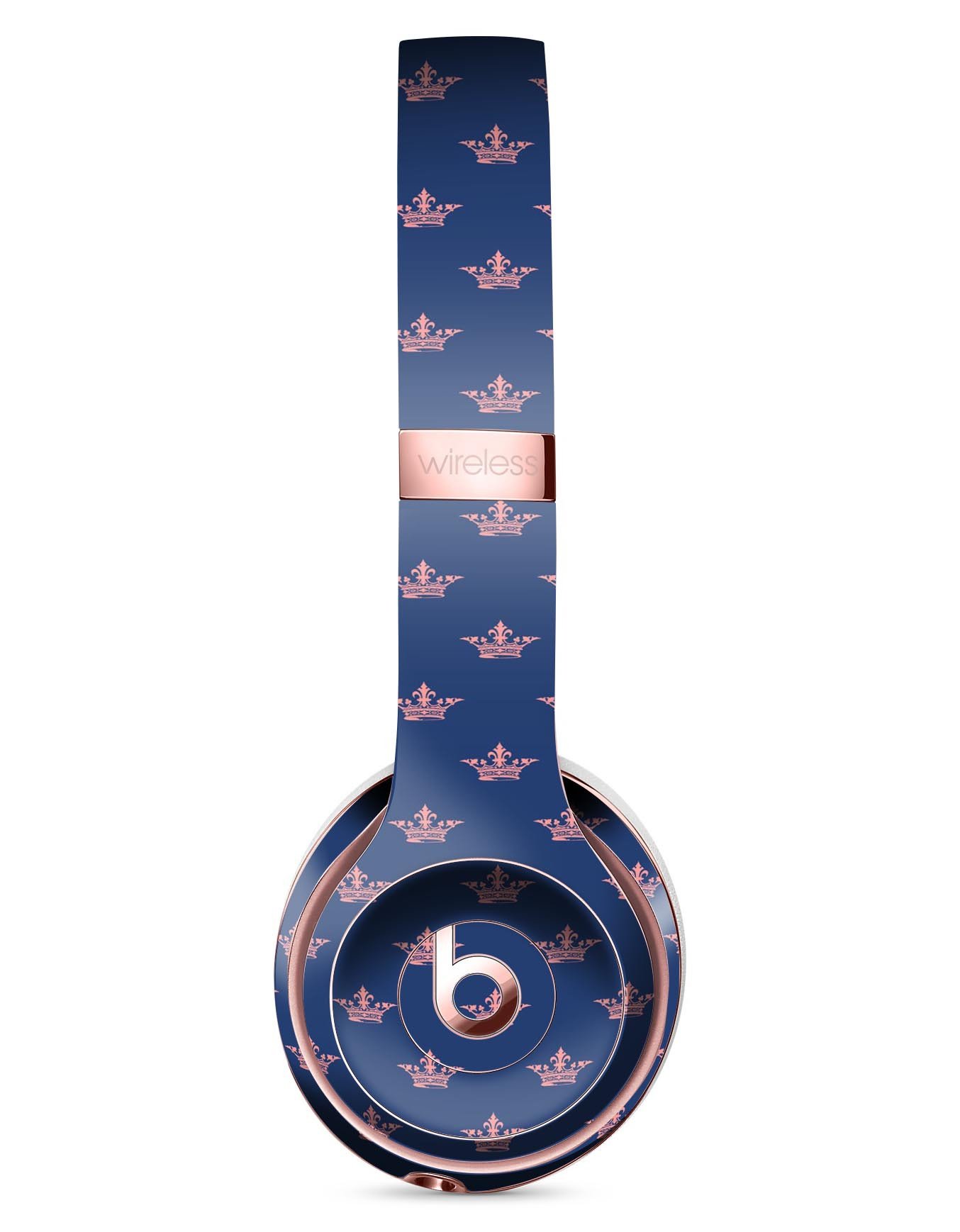 Micro Coral Crowns skin kit for Beats by Dre Solo 3 Wireless headphones, featuring a vibrant coral design on a navy background.