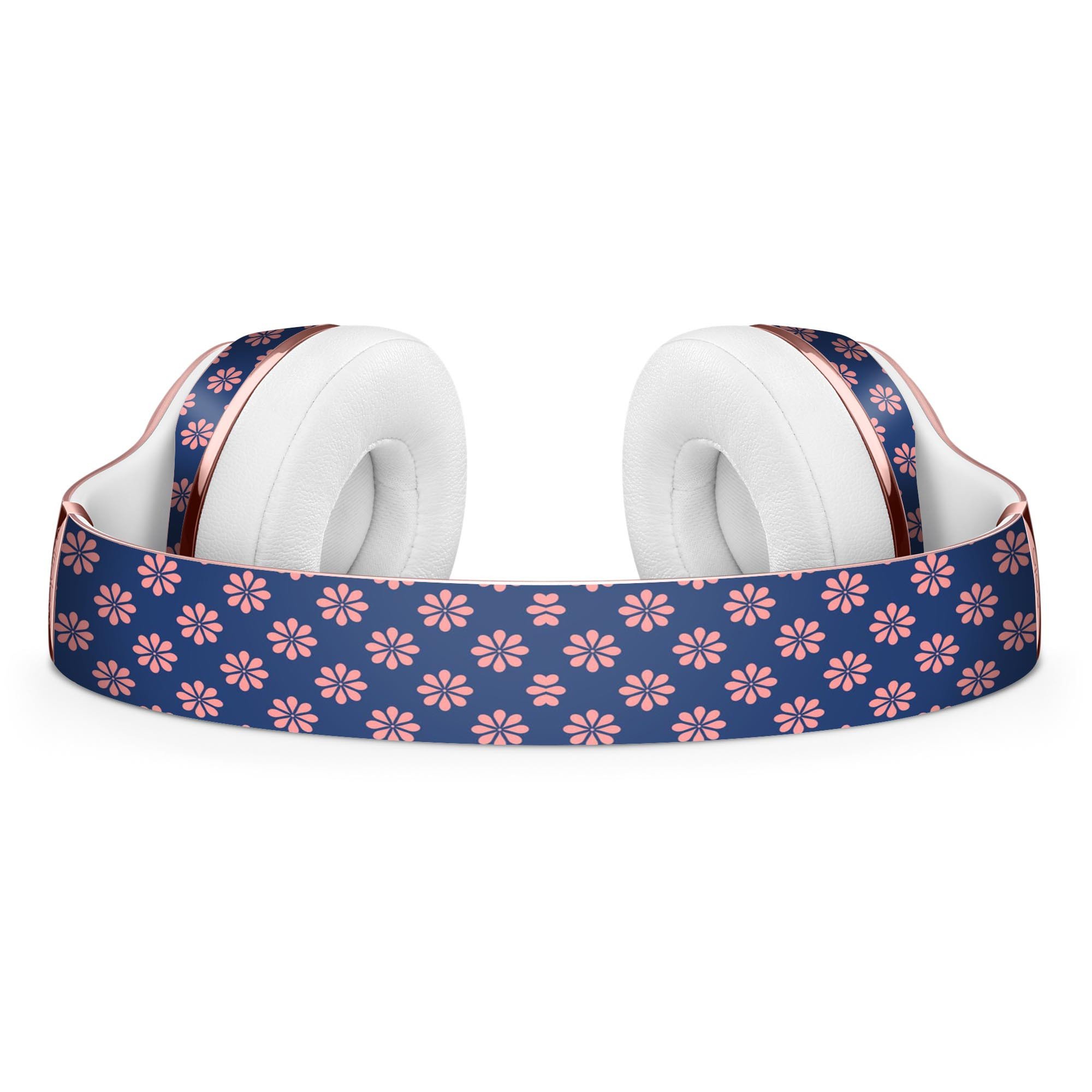 Micro Coral Flowers skin kit for Beats by Dre Solo 3 Wireless Headphones, featuring a navy background and vibrant floral design.