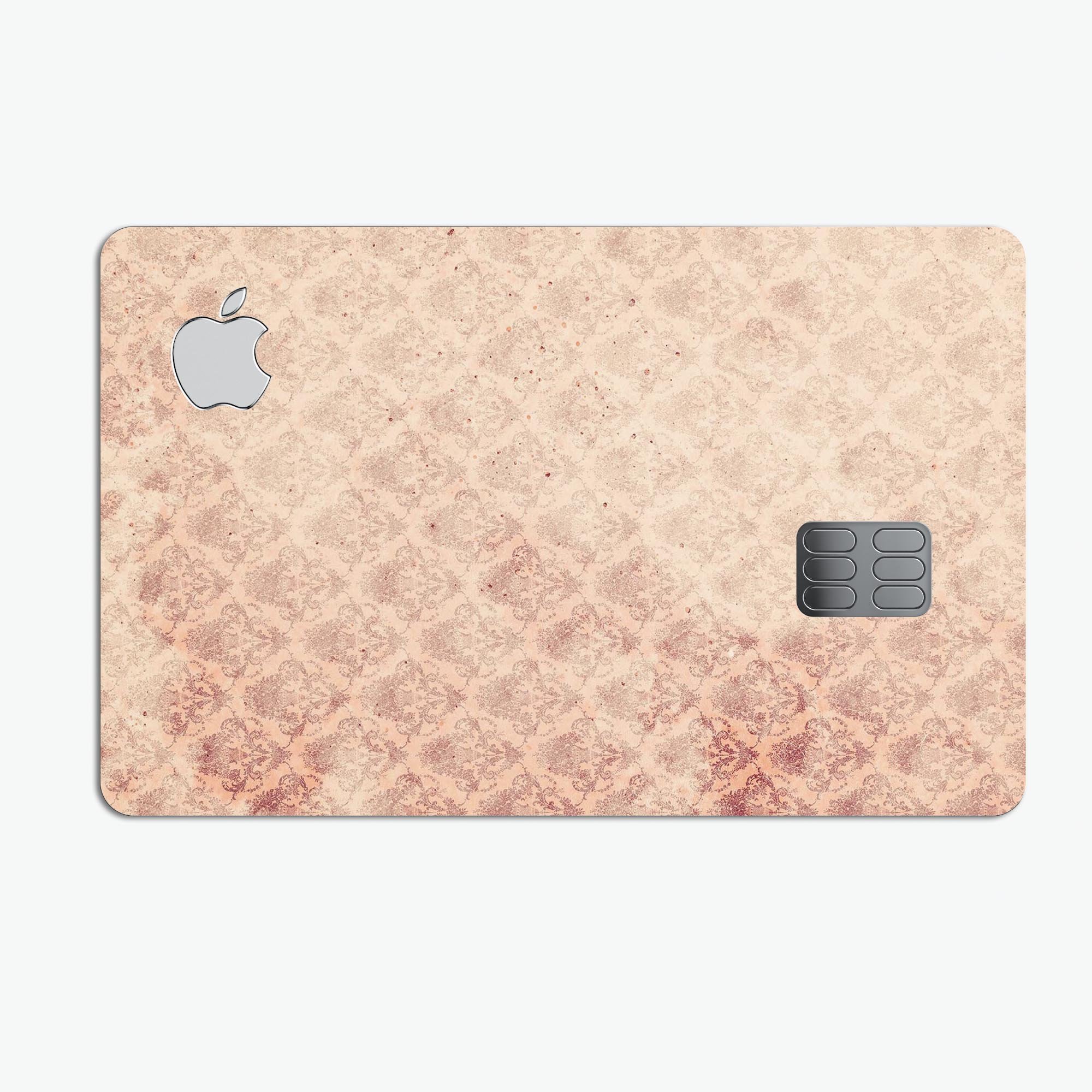Micro Faded Maroon Rococo Pattern skin for Apple Card, showcasing a stylish design with premium vinyl material.