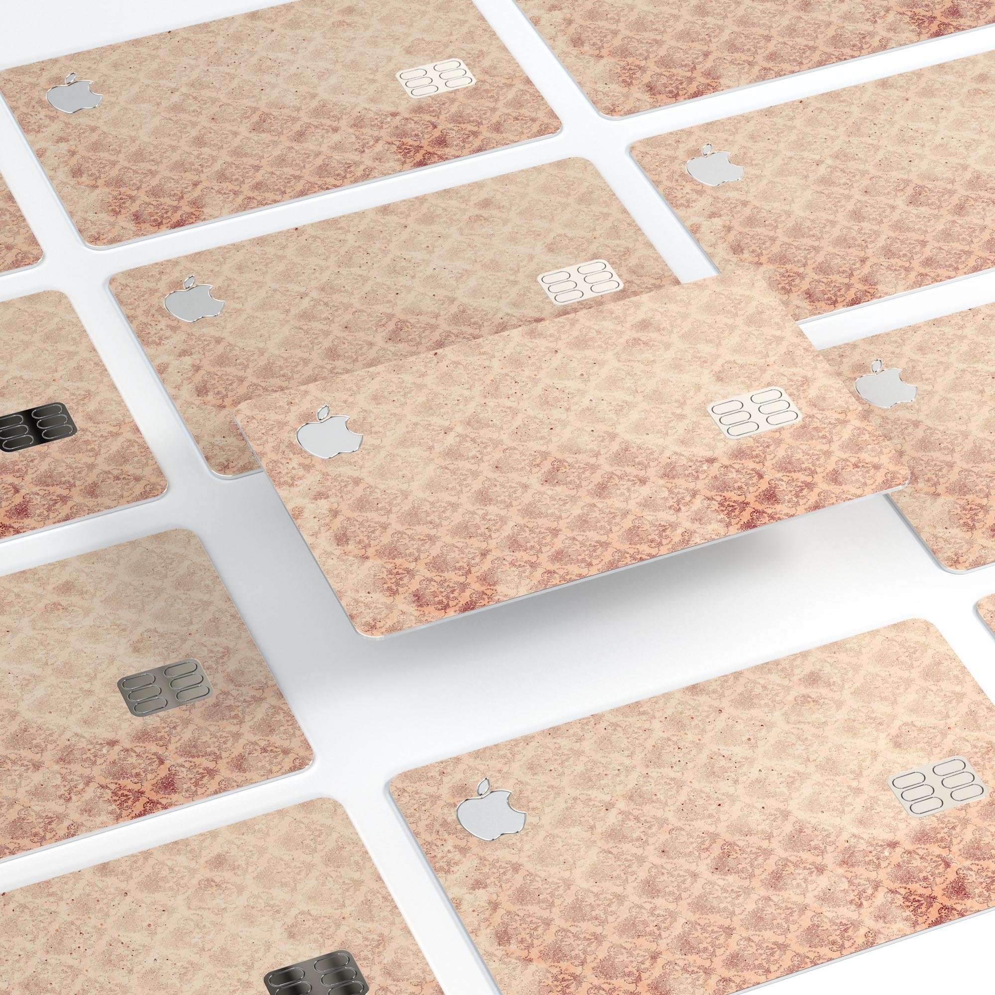 Micro Faded Maroon Rococo Pattern skin for Apple Card, showcasing a stylish design with premium vinyl material.