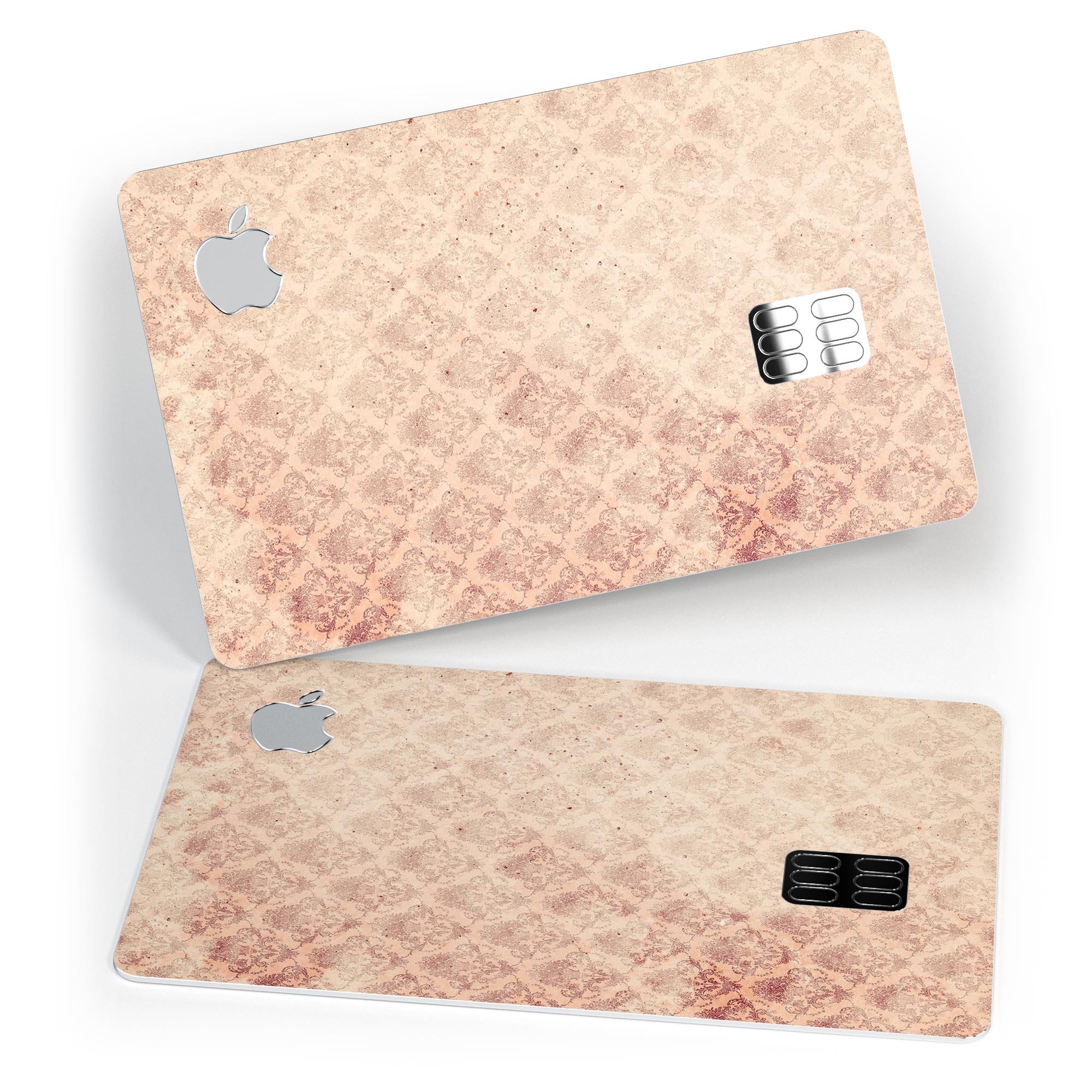 Micro Faded Maroon Rococo Pattern skin for Apple Card, showcasing a stylish design with premium vinyl material.