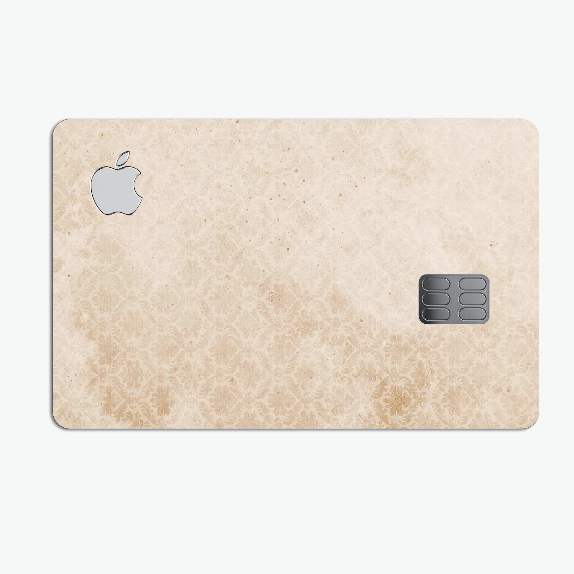 Micro Faded Tan Damask Pattern decal skin for Apple Card, showcasing its elegant design and premium quality.