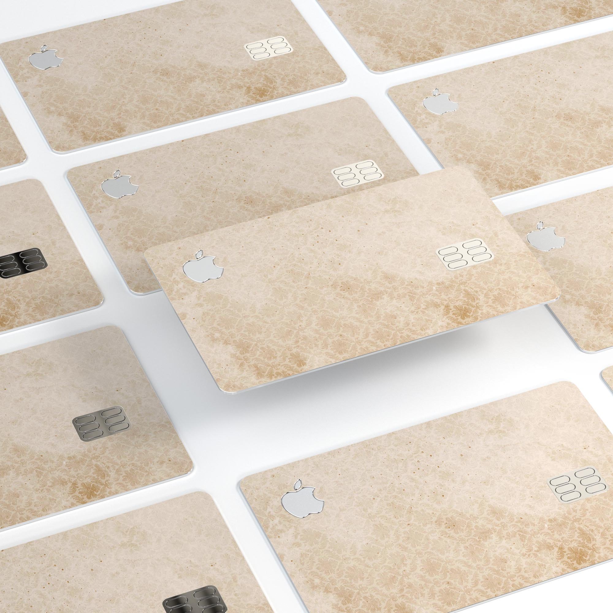 Micro Faded Tan Damask Pattern decal skin for Apple Card, showcasing its elegant design and premium quality.