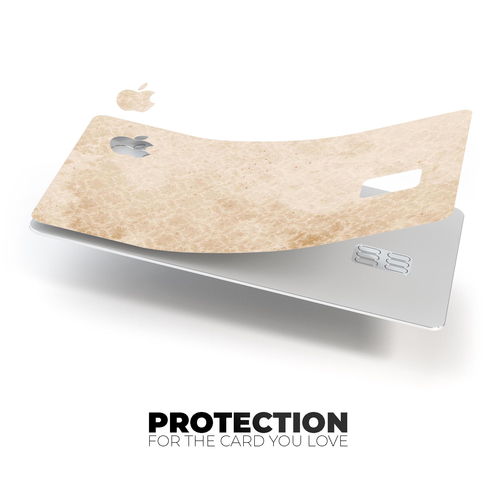 Micro Faded Tan Damask Pattern decal skin for Apple Card, showcasing its elegant design and premium quality.