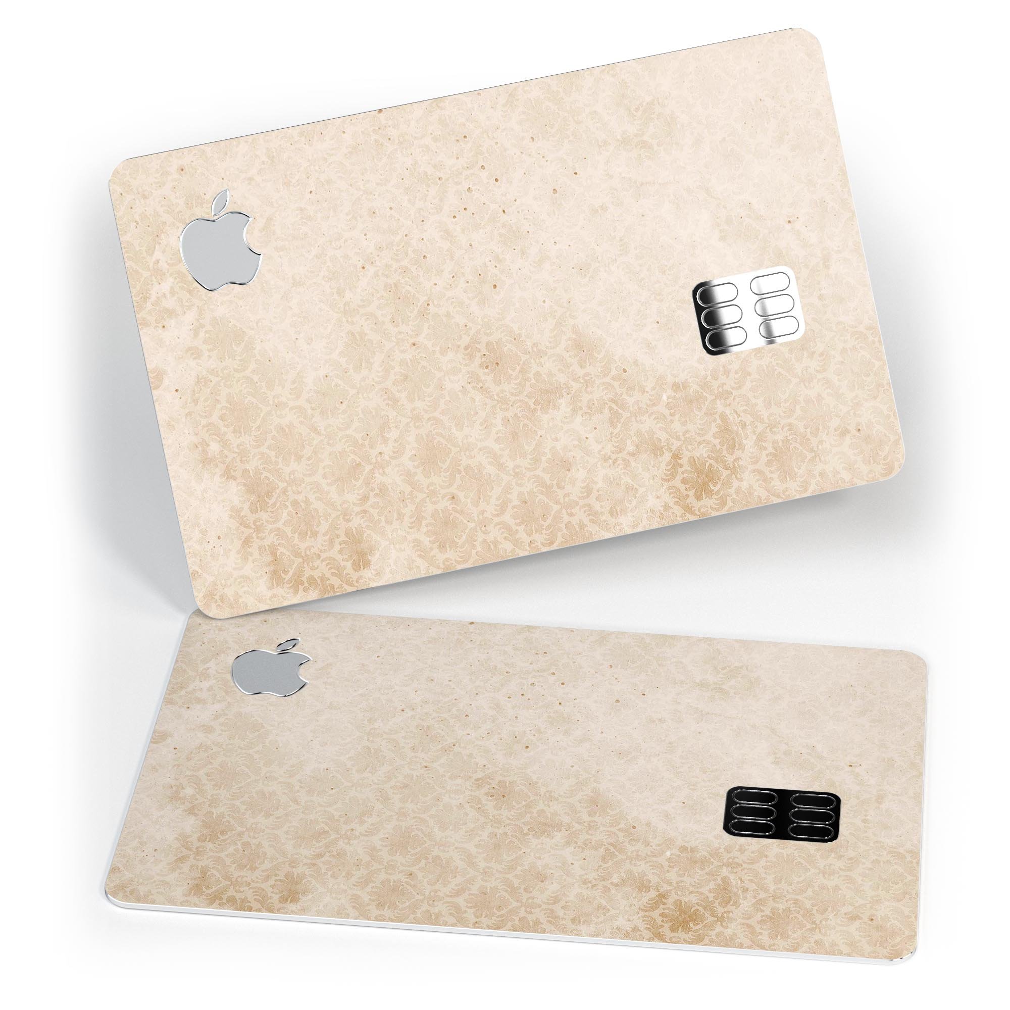 Micro Faded Tan Damask Pattern decal skin for Apple Card, showcasing its elegant design and premium quality.