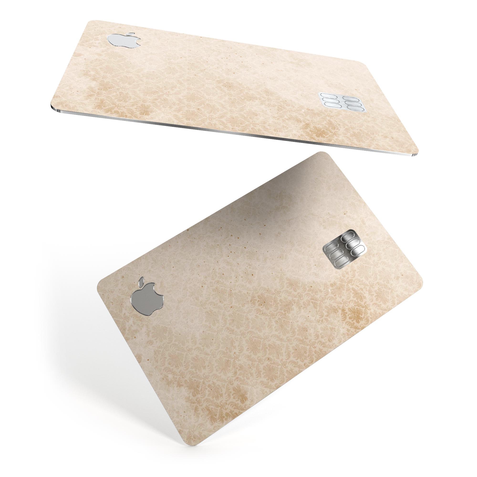 Micro Faded Tan Damask Pattern decal skin for Apple Card, showcasing its elegant design and premium quality.