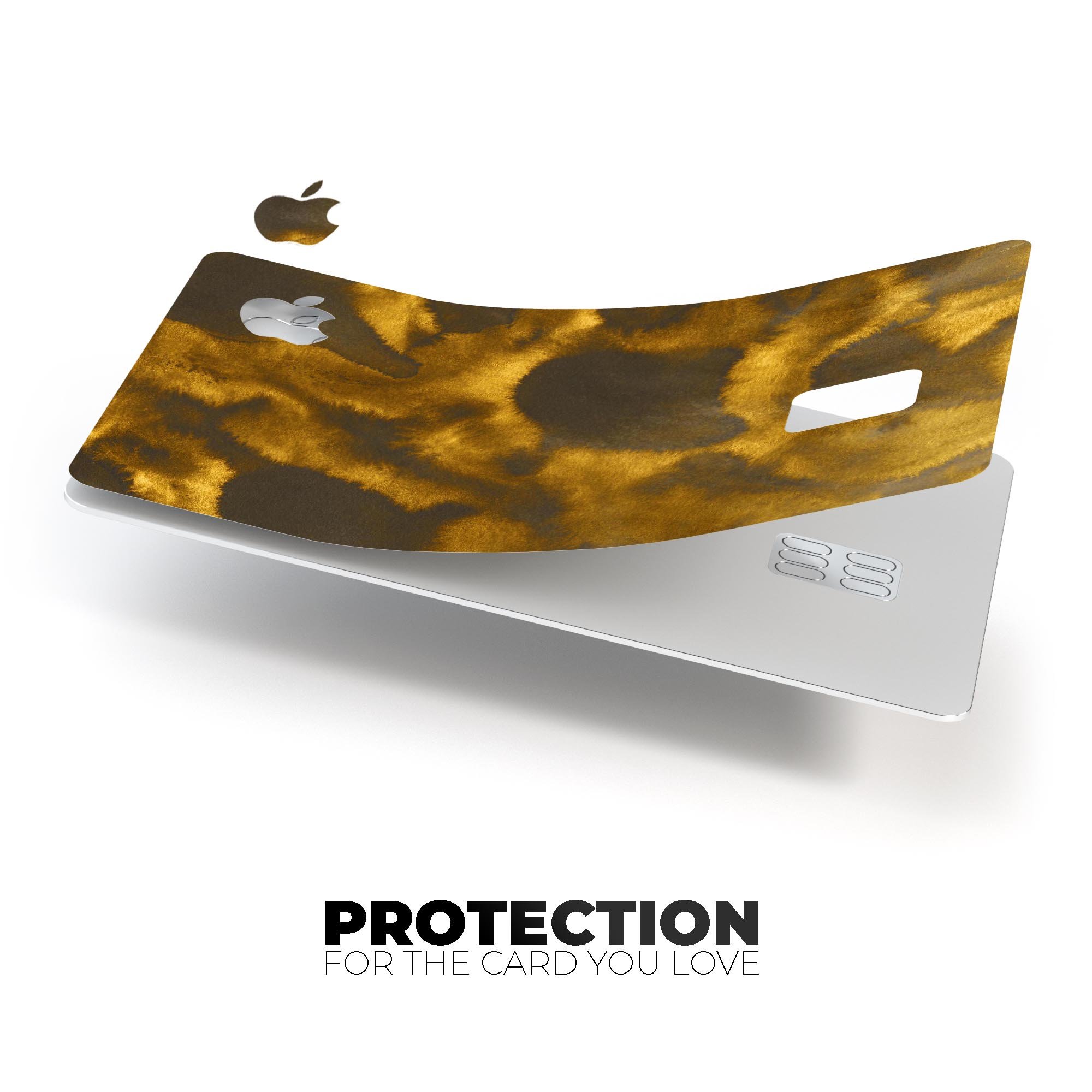 Micro Golden Leopard Spots decal skin-kit for Apple Card, showcasing a stylish design with premium vinyl material.