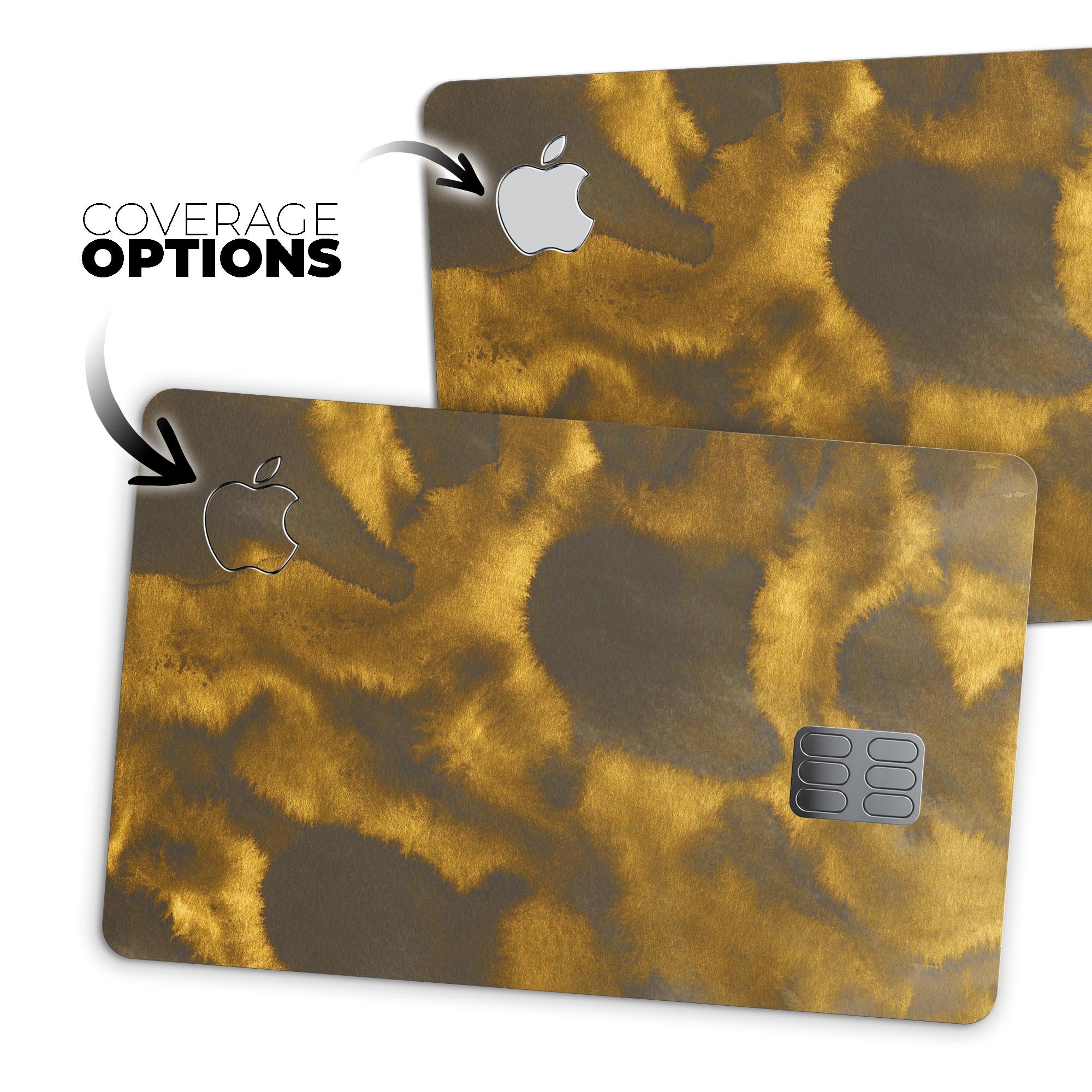 Micro Golden Leopard Spots decal skin-kit for Apple Card, showcasing a stylish design with premium vinyl material.