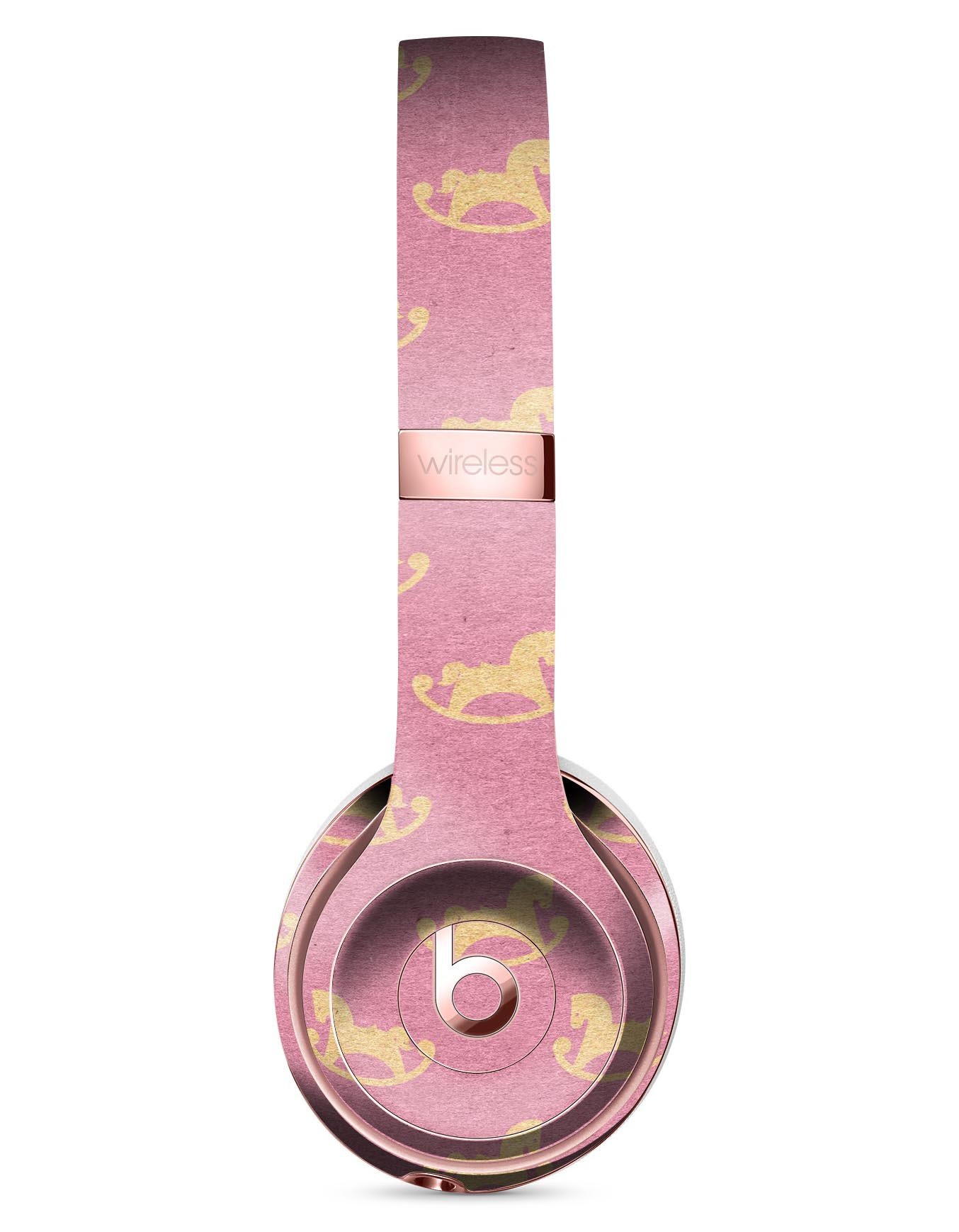 Micro Golden Pony skin kit for Beats by Dre Solo 3 Wireless headphones, featuring a stylish pink design.