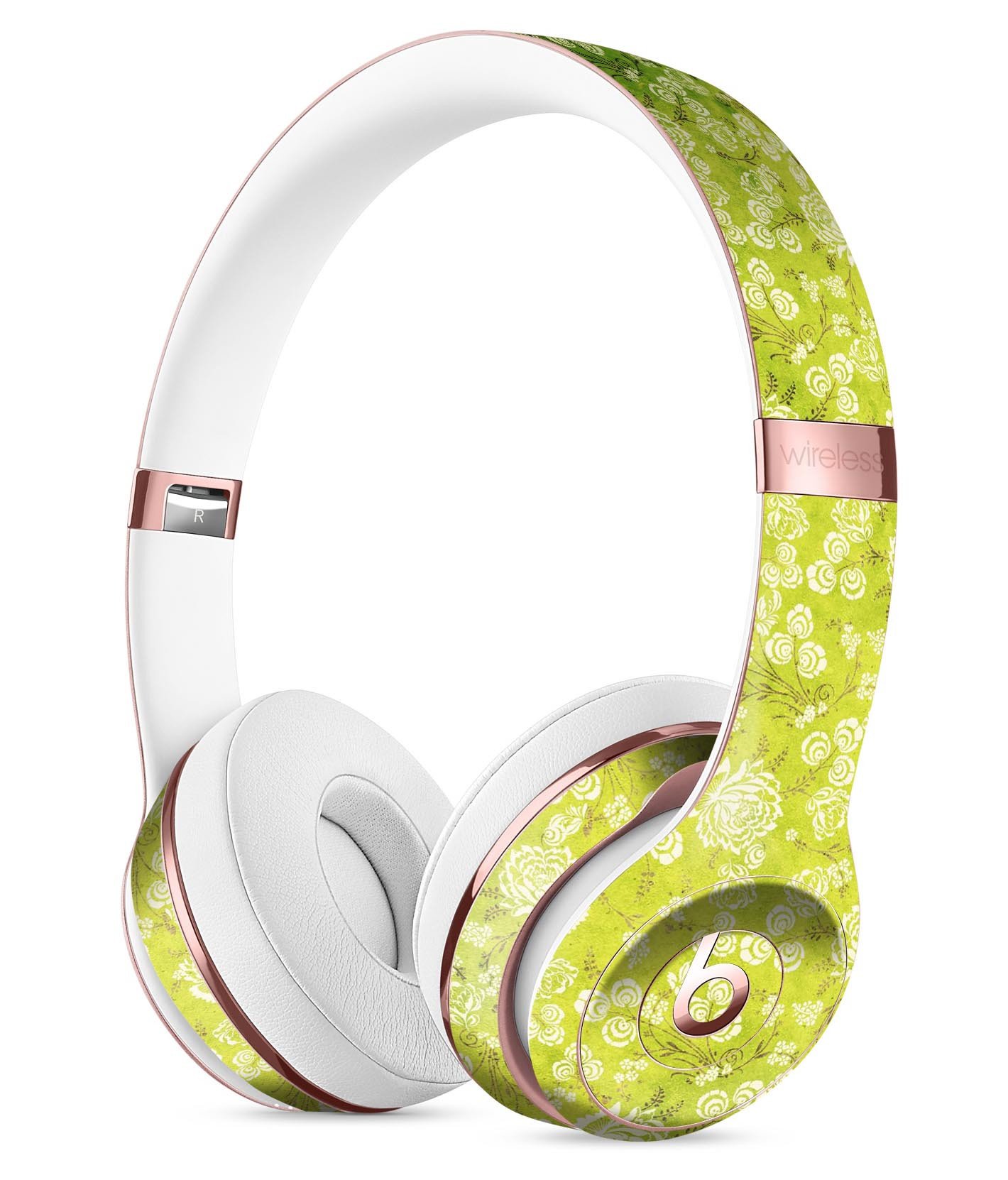Micro Green Rose Pattern Full-Body Skin Kit designed for Beats by Dre Solo 3 Wireless Headphones, showcasing vibrant floral design.