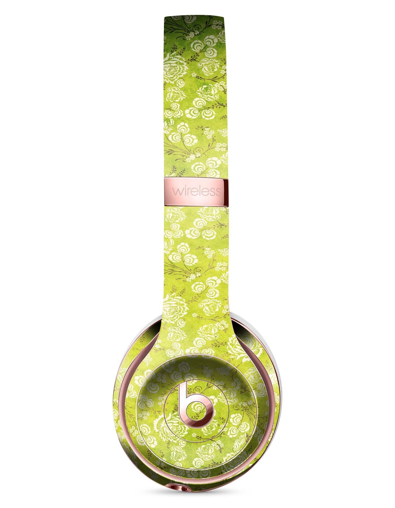 Micro Green Rose Pattern Full-Body Skin Kit designed for Beats by Dre Solo 3 Wireless Headphones, showcasing vibrant floral design.