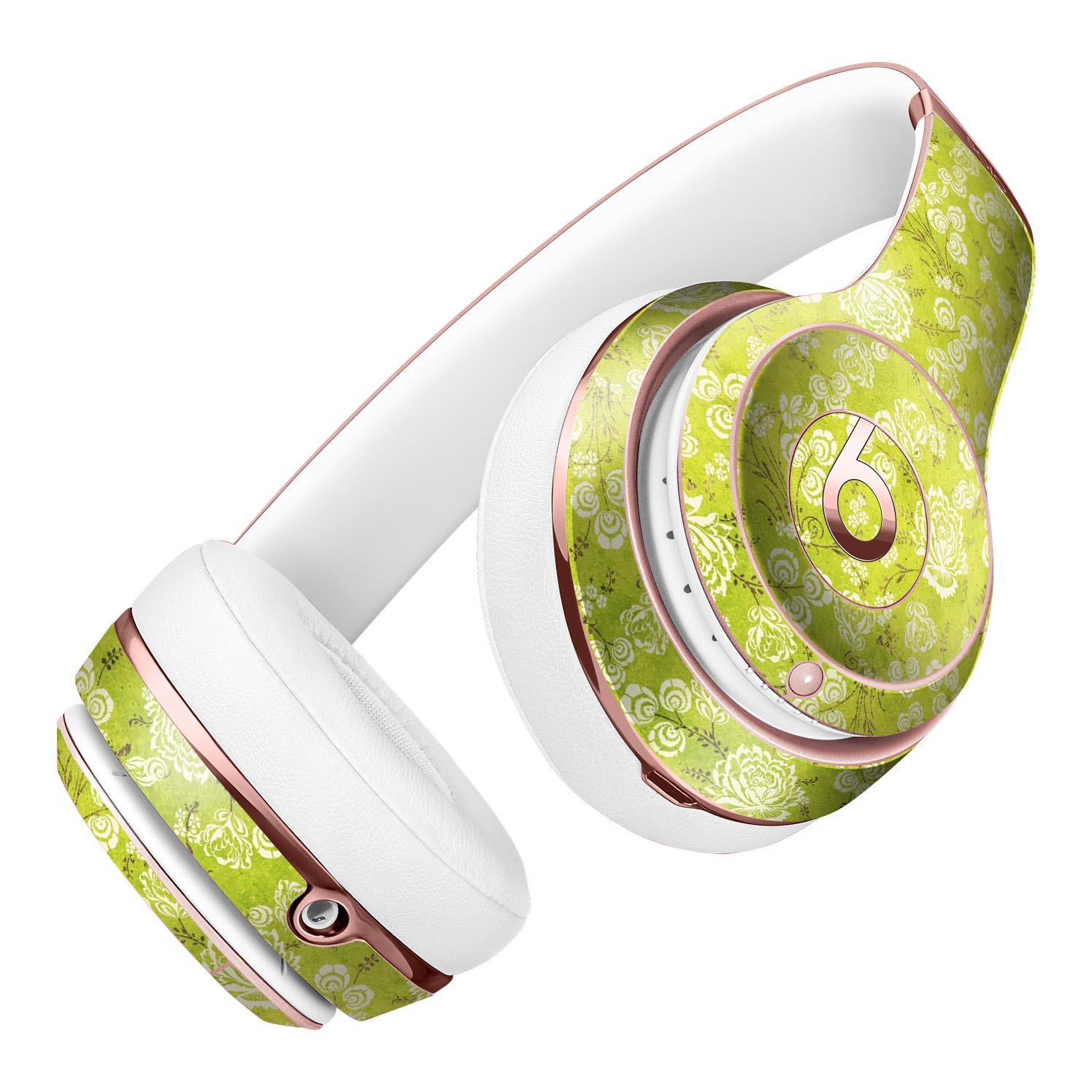 Micro Green Rose Pattern Full-Body Skin Kit designed for Beats by Dre Solo 3 Wireless Headphones, showcasing vibrant floral design.