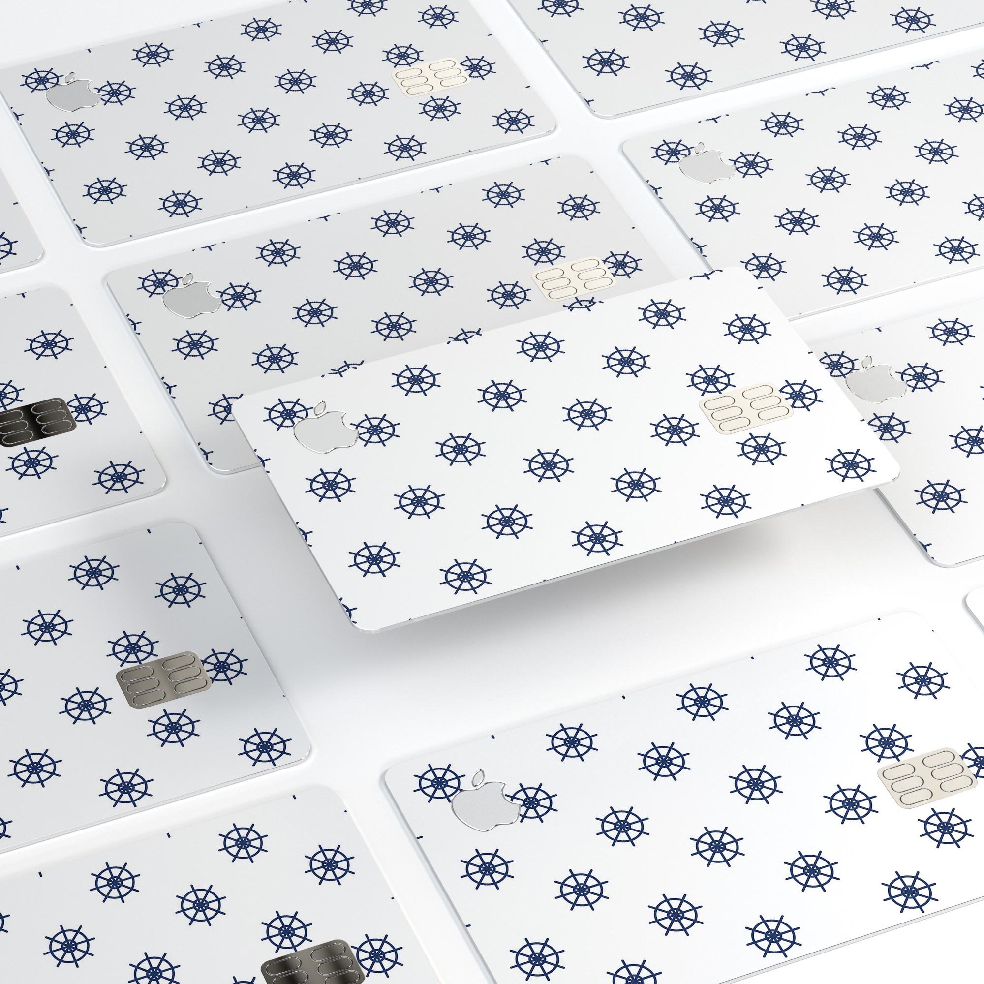 Micro Nay Ship Wheels decal skin kit for Apple Card, featuring a sleek design and premium protective vinyl.