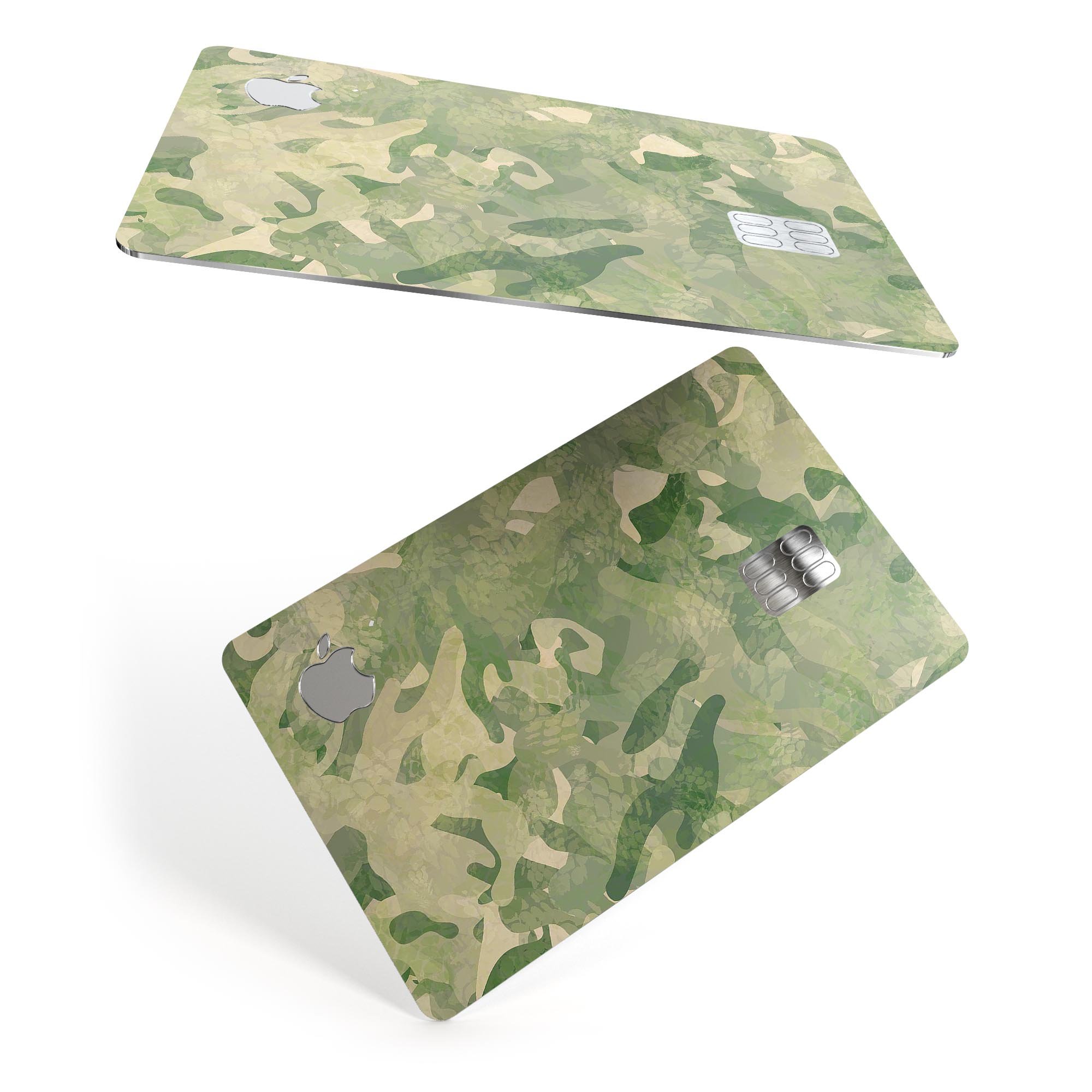 Military Jungle Camouflage V3 decal skin for Apple Card, showcasing its premium vinyl material and stylish design.