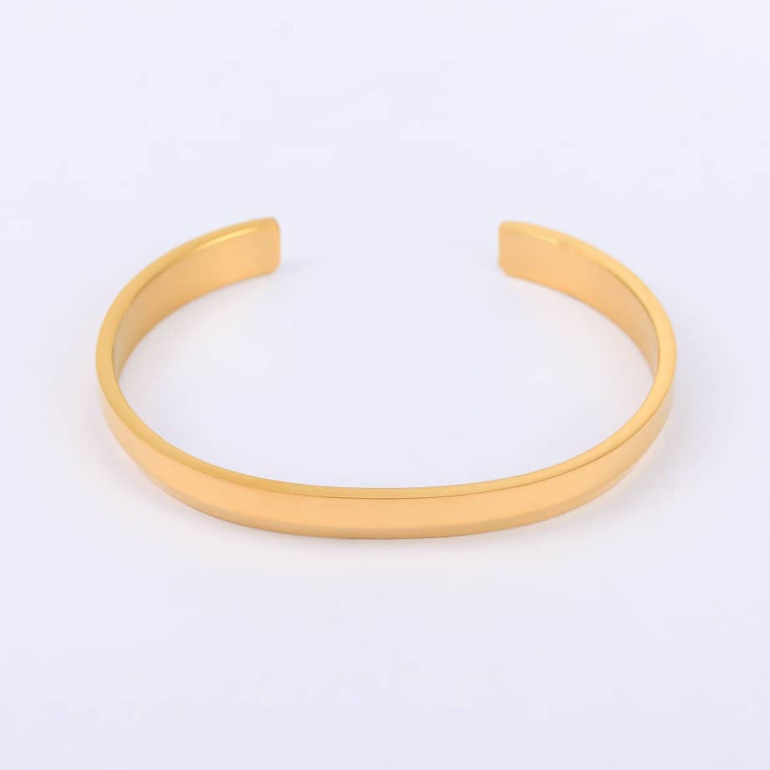 A gold minimalist classic bracelet made of stainless steel, showcasing a sleek and elegant design.