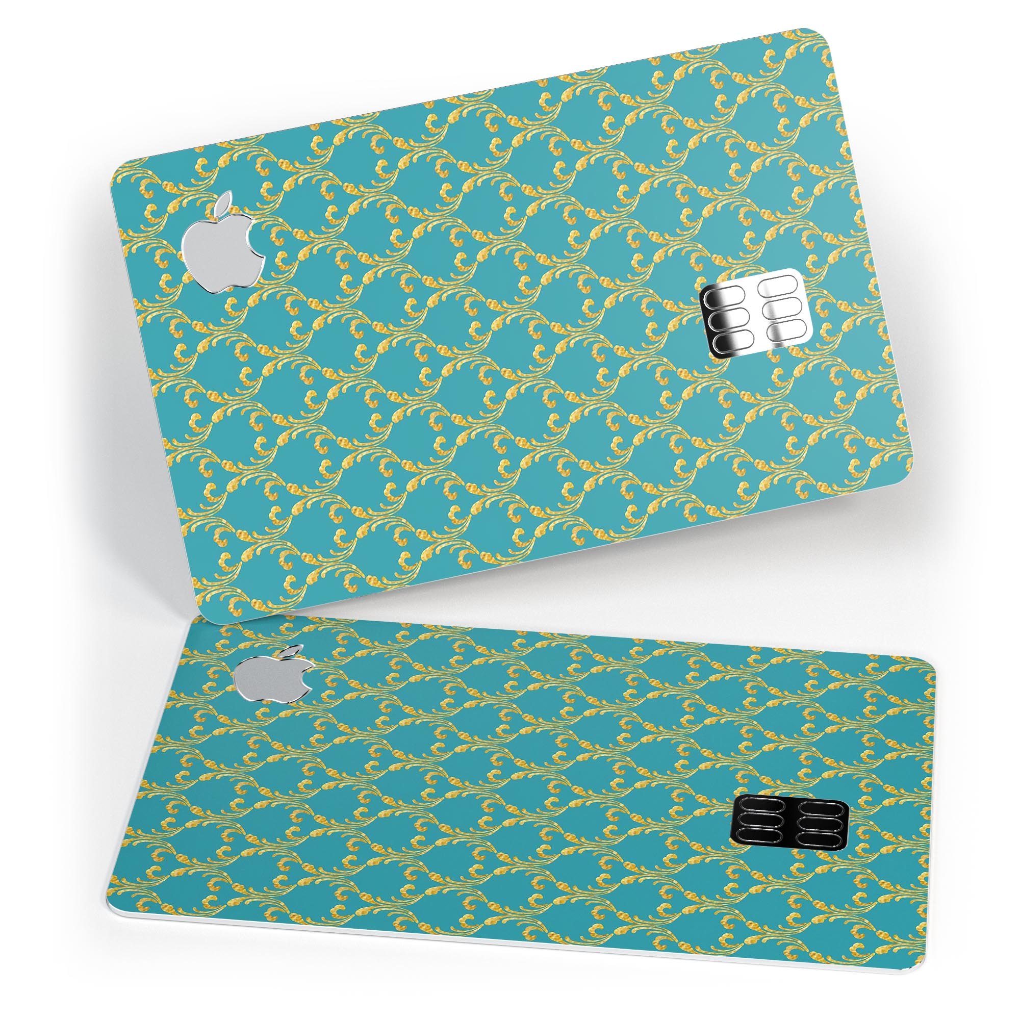Mint Summer Gold v1 decal skin-kit for Apple Card, showcasing premium vinyl design with bubble-free installation feature.