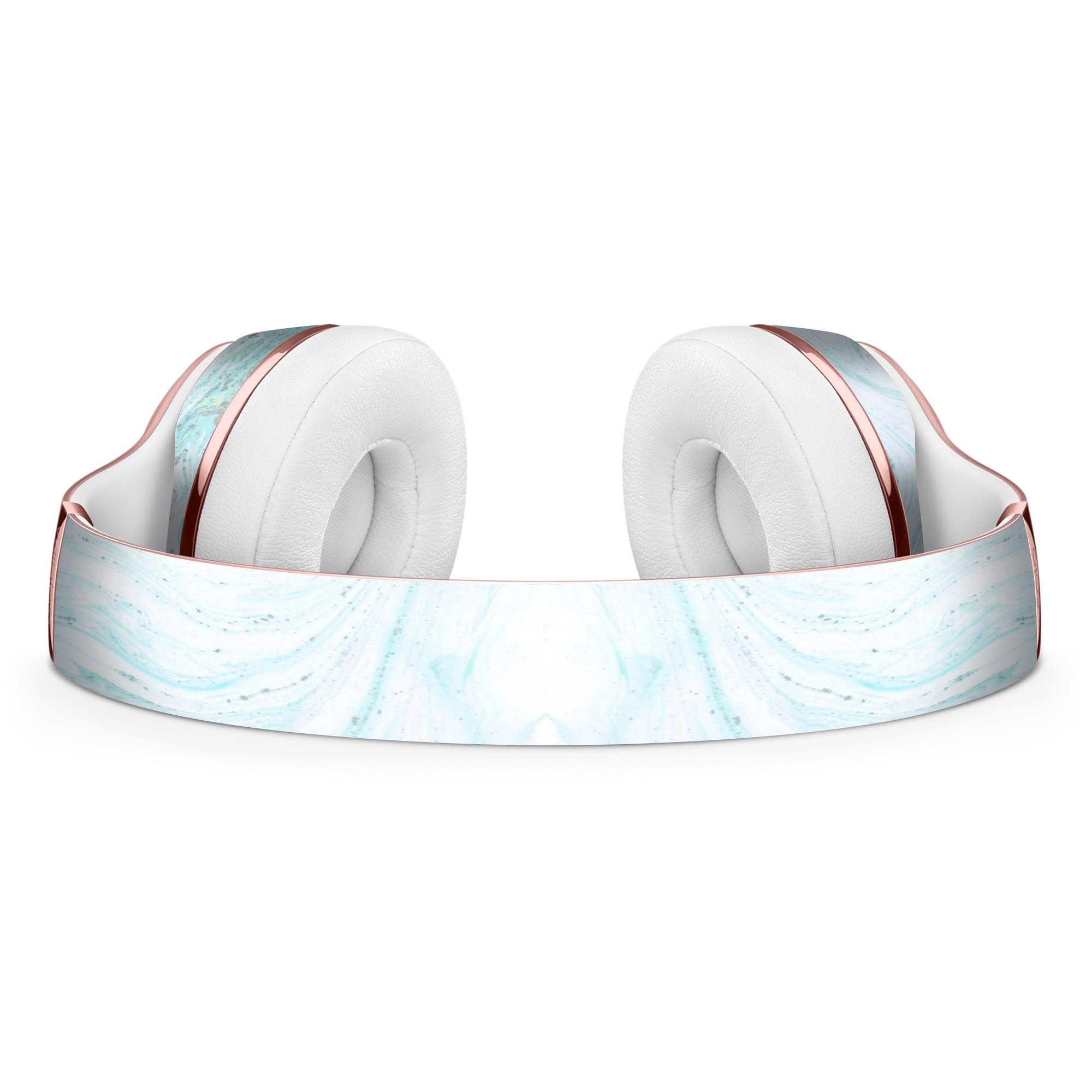 Mint to Teal Textured Marble Full-Body Skin Kit for Beats by Dre Solo 3 Wireless Headphones, showcasing vibrant colors and a stylish design.