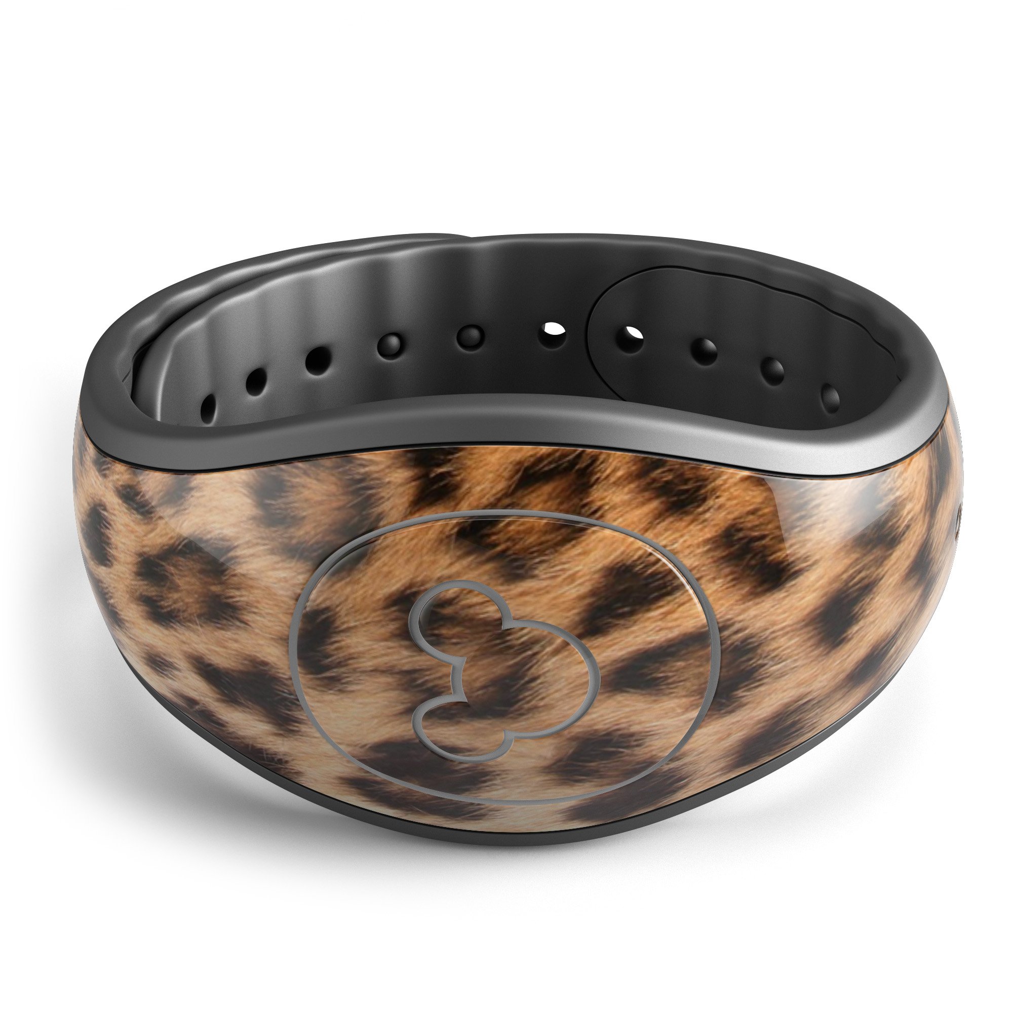 Mirrored Leopard Hide skin decal wrap kit for Disney Magic Band, showcasing a stylish design with a soft-touch matte finish.