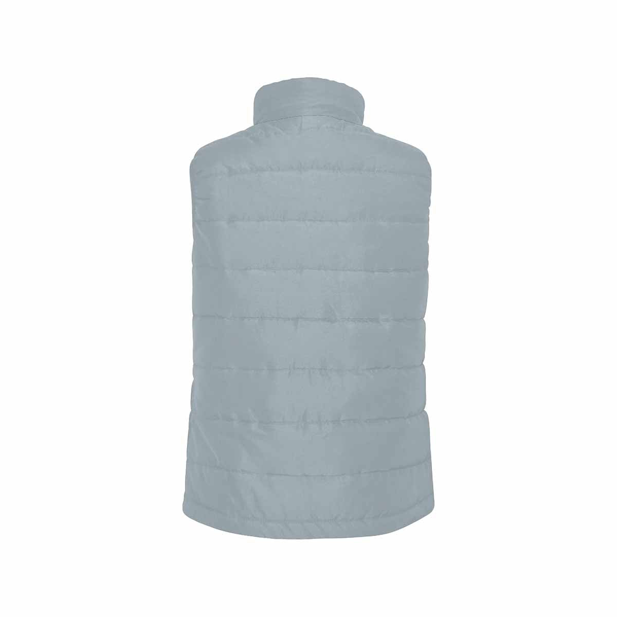Misty Blue Gray Men's Padded Vest featuring a quilted bomber design and zipper closure, perfect for layering in cold weather.