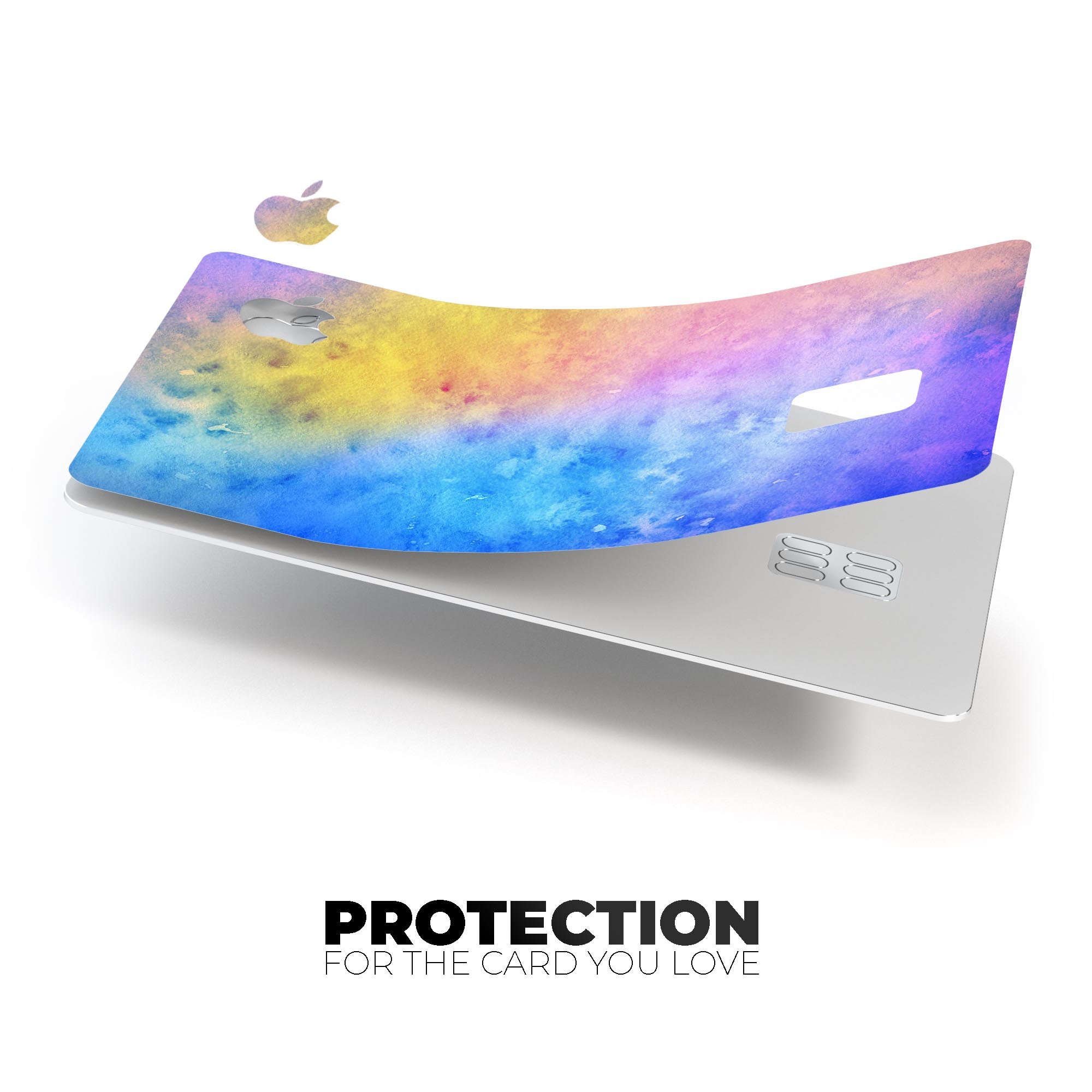 Mixed 5252 Absorbed Watercolor Texture decal on an Apple Card, showcasing vibrant colors and premium vinyl material.