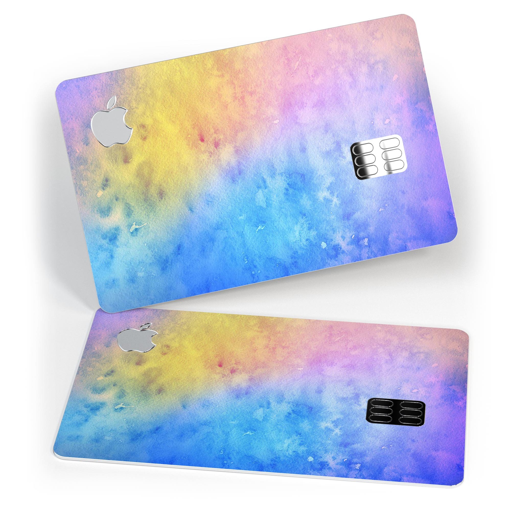 Mixed 5252 Absorbed Watercolor Texture decal on an Apple Card, showcasing vibrant colors and premium vinyl material.