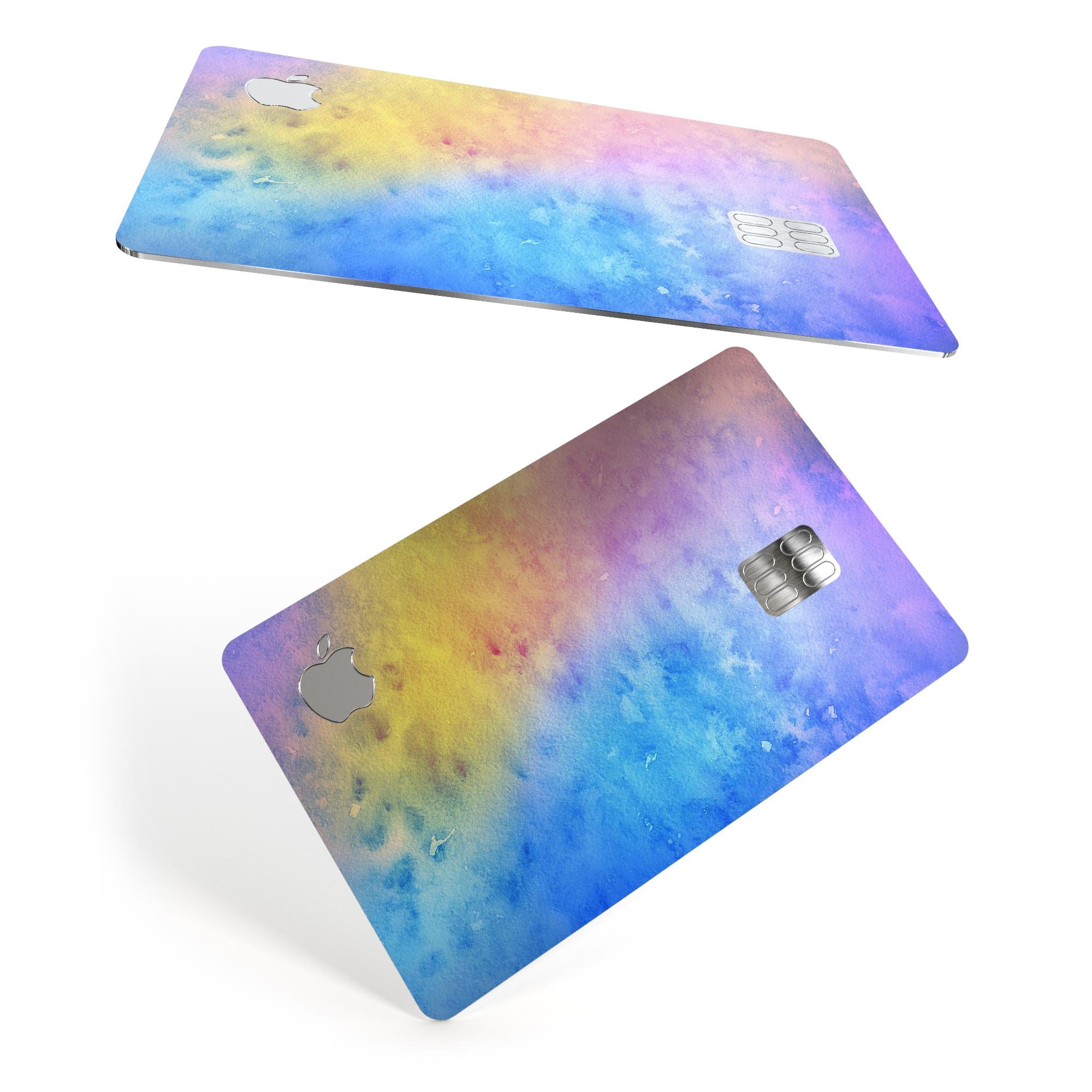 Mixed 5252 Absorbed Watercolor Texture decal on an Apple Card, showcasing vibrant colors and premium vinyl material.