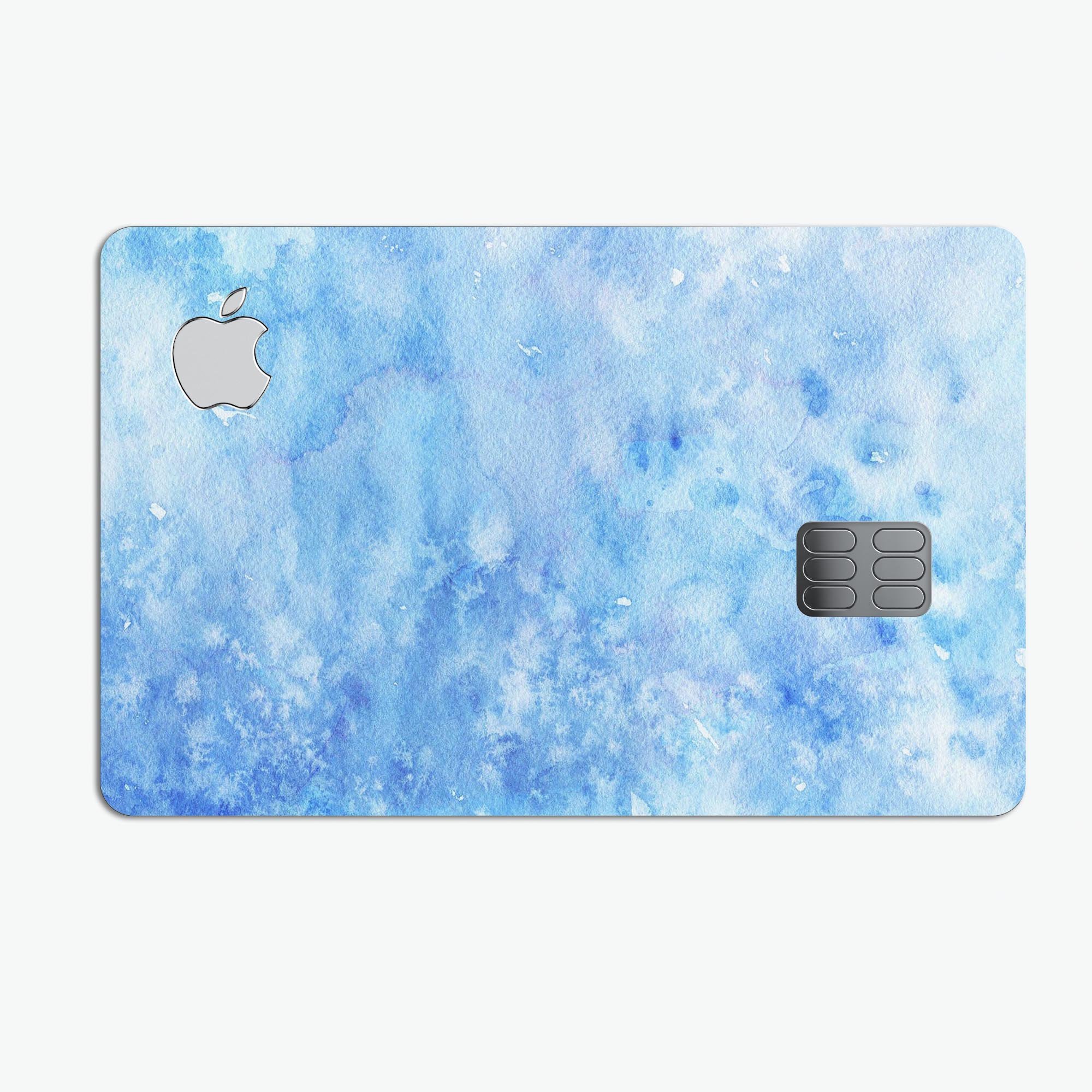 Mixed Blue Absorbed Watercolor Texture decal for Apple Card, showcasing a vibrant design with premium vinyl material.
