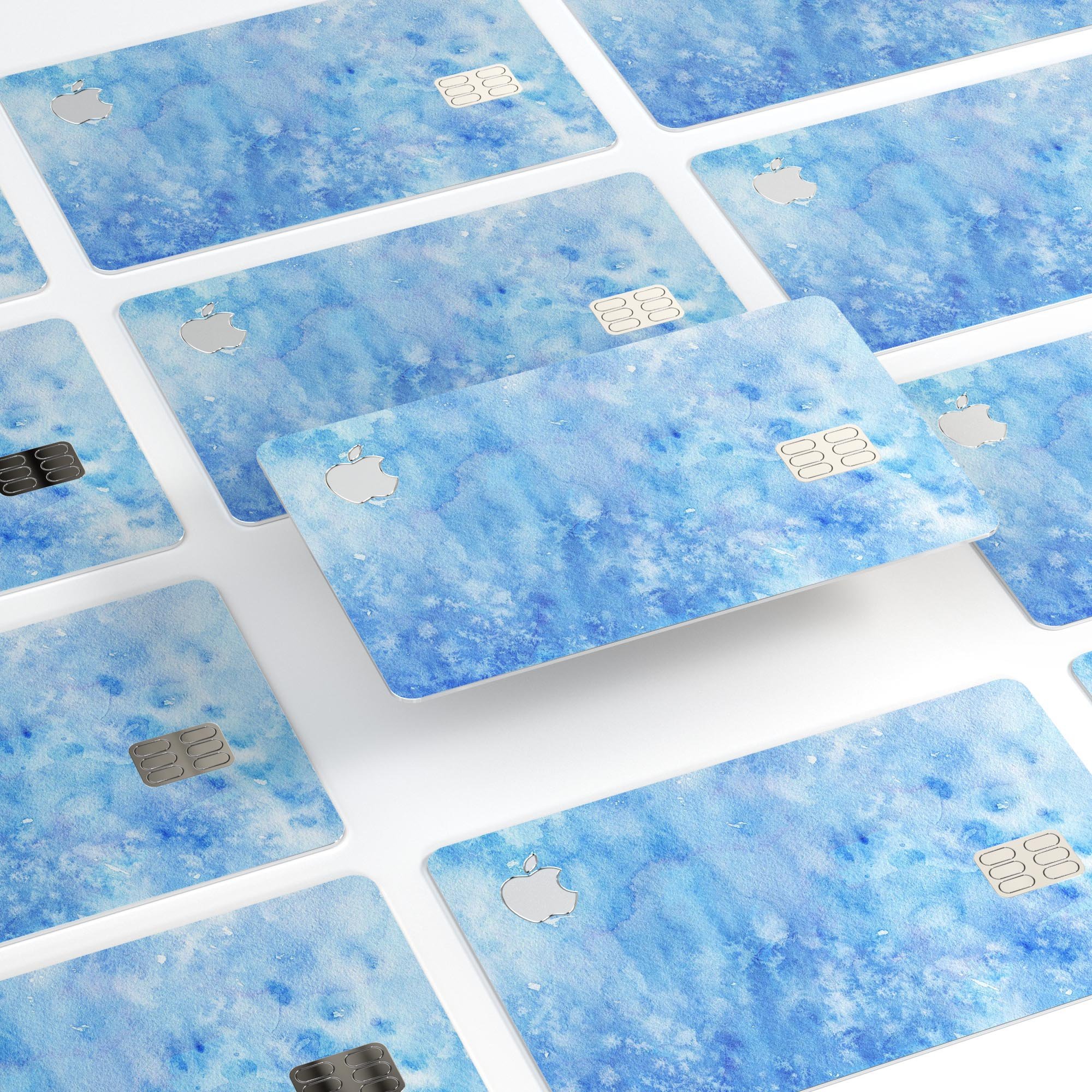 Mixed Blue Absorbed Watercolor Texture decal for Apple Card, showcasing a vibrant design with premium vinyl material.